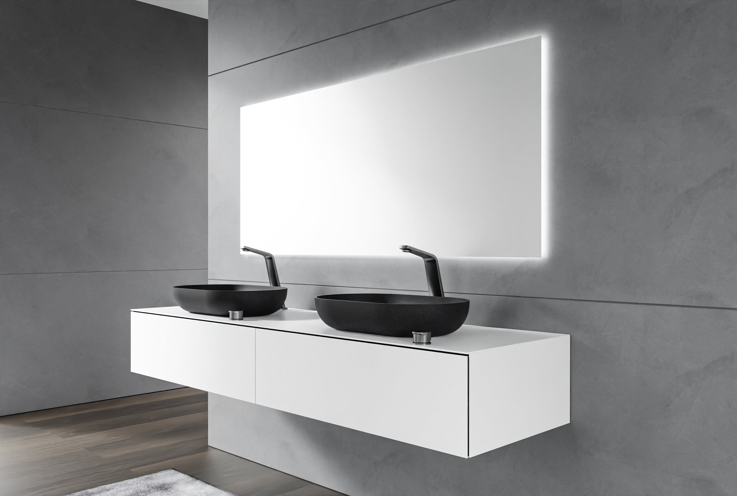 Koupelnová skříňka pro umyvadlo na desku ARCTIC 1800 White Softtouch