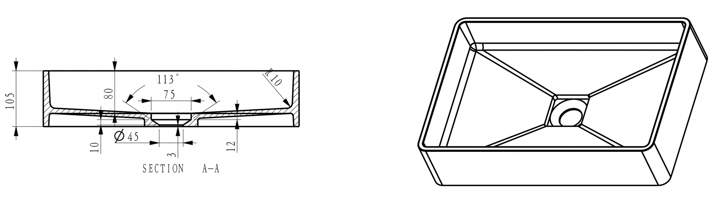 Umyvadlo na desku AQUA