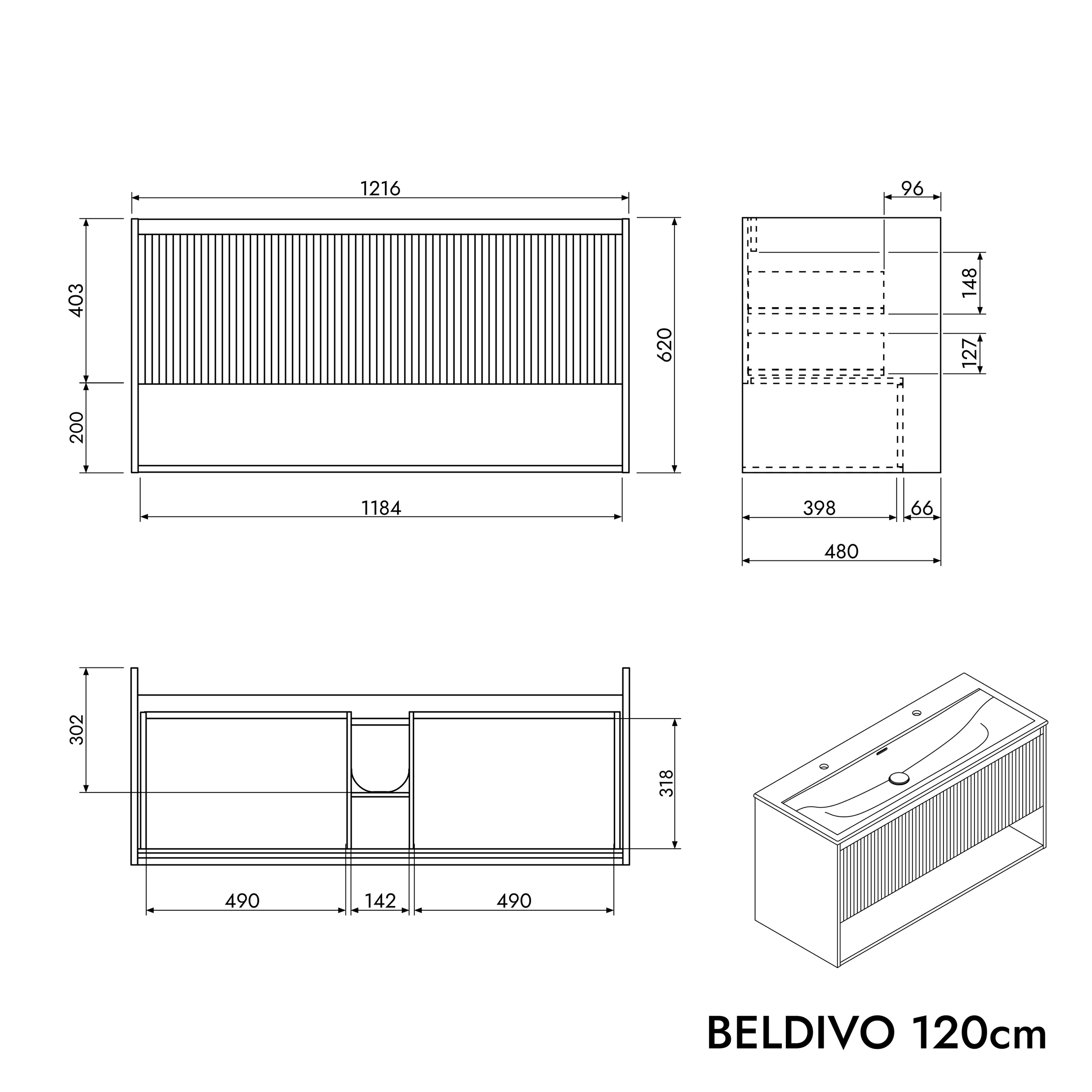Koupelnový nábytek set BELDIVO 120 cm