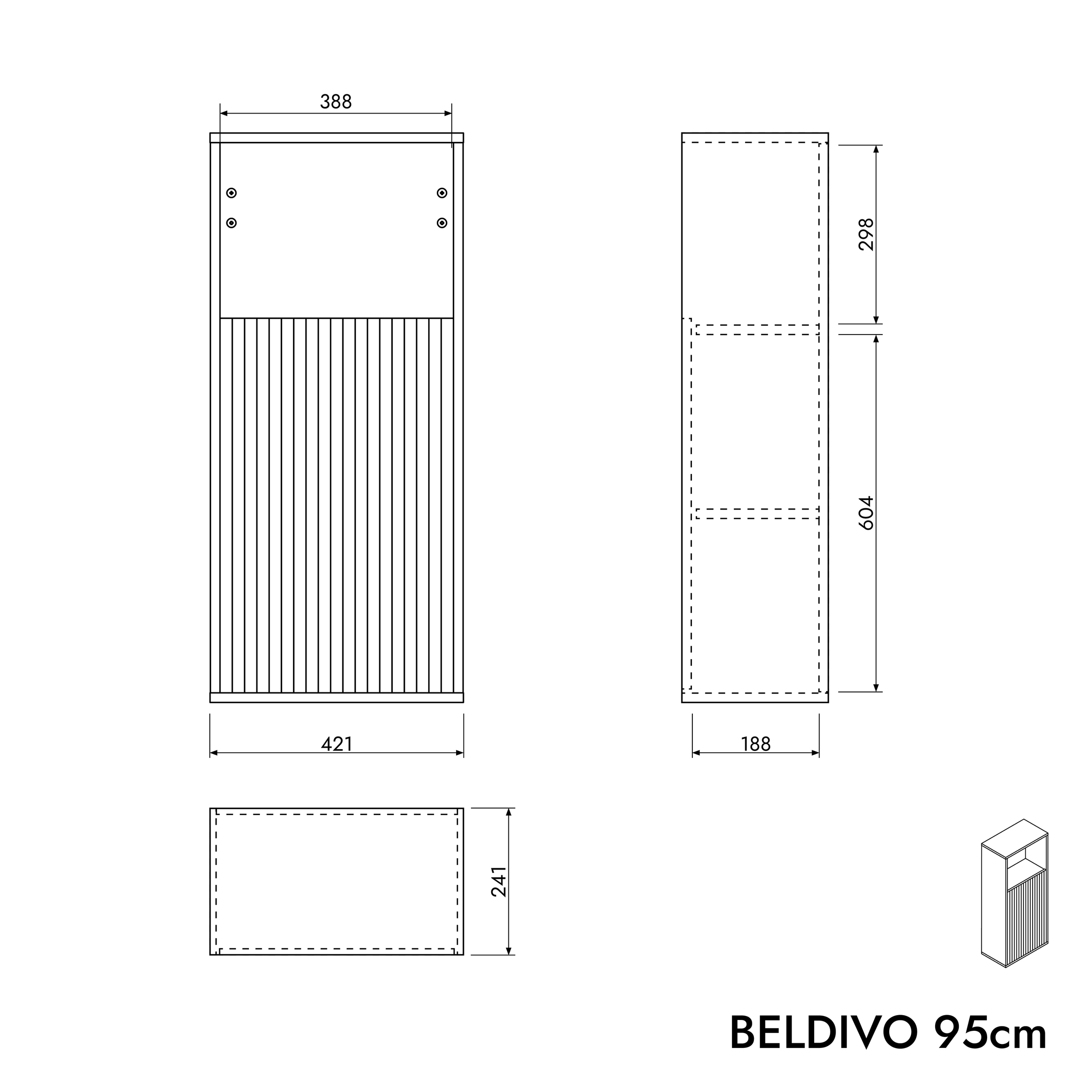 Koupelnový nábytkový set BELDIVO 60 cm s umyvadlem