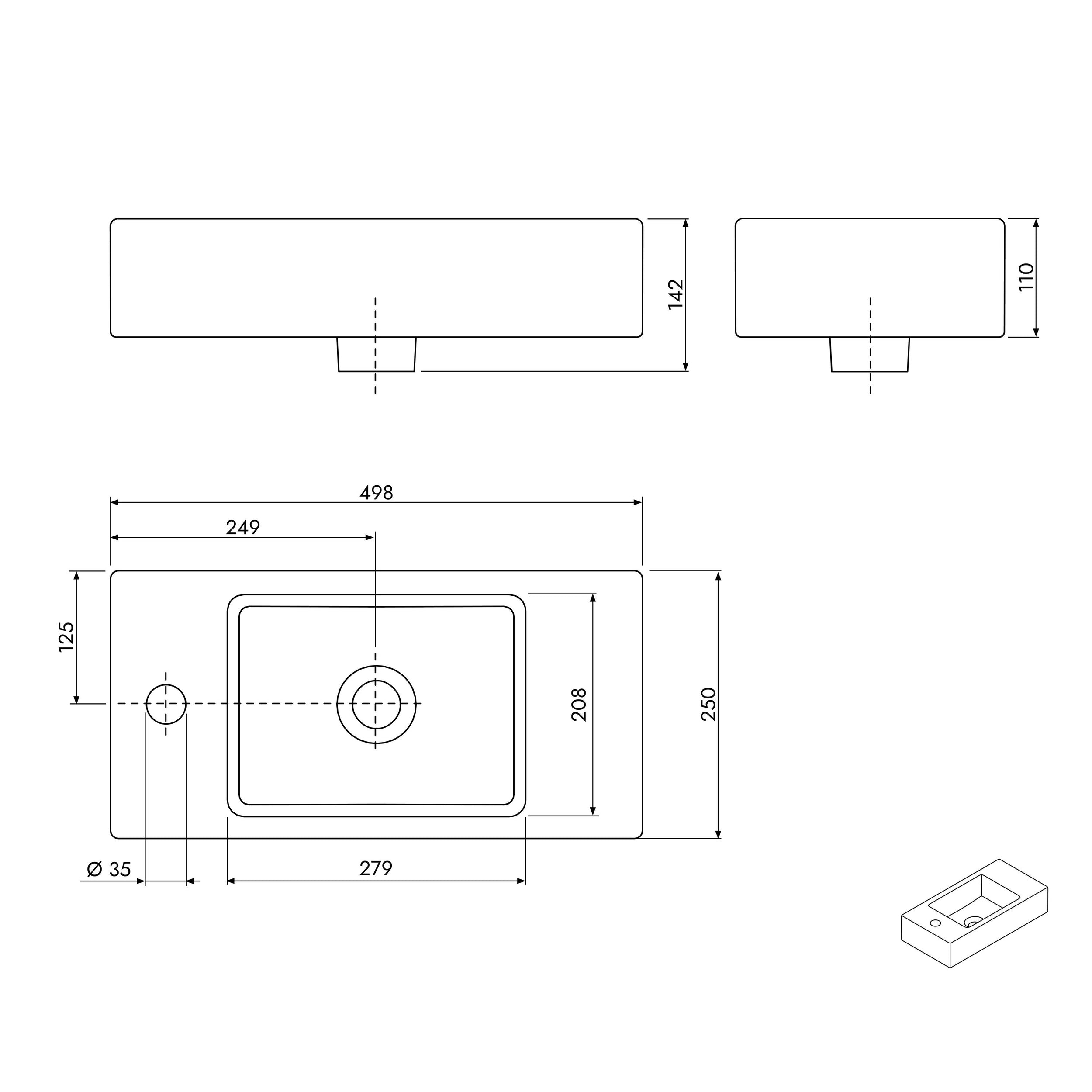 Koupelnová skříňka s umyvadlem BELDIVO 50 cm