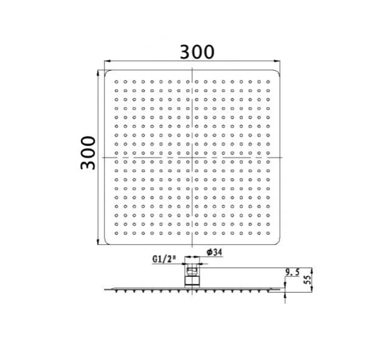 XXL dešťová sprcha nerezová sprchová hlavice DPG2005 super plochá