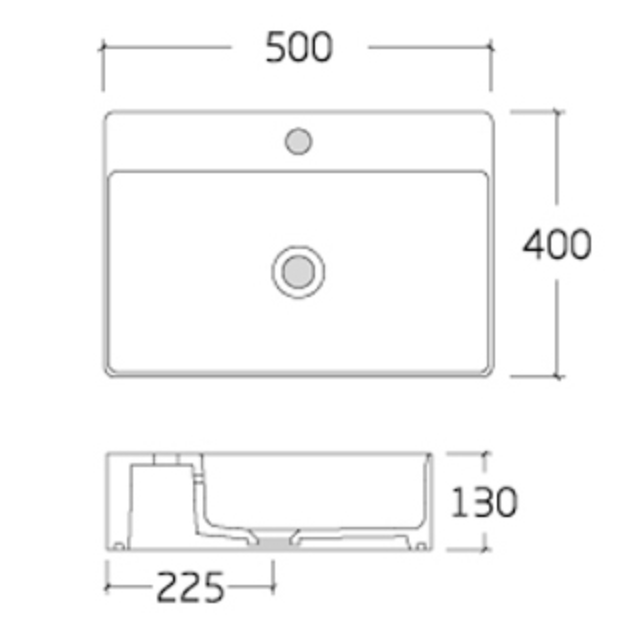Umyvadlo na desku KW8085 - sanitární keramika - 50 × 40 × 13 cm - možnost volby barvy