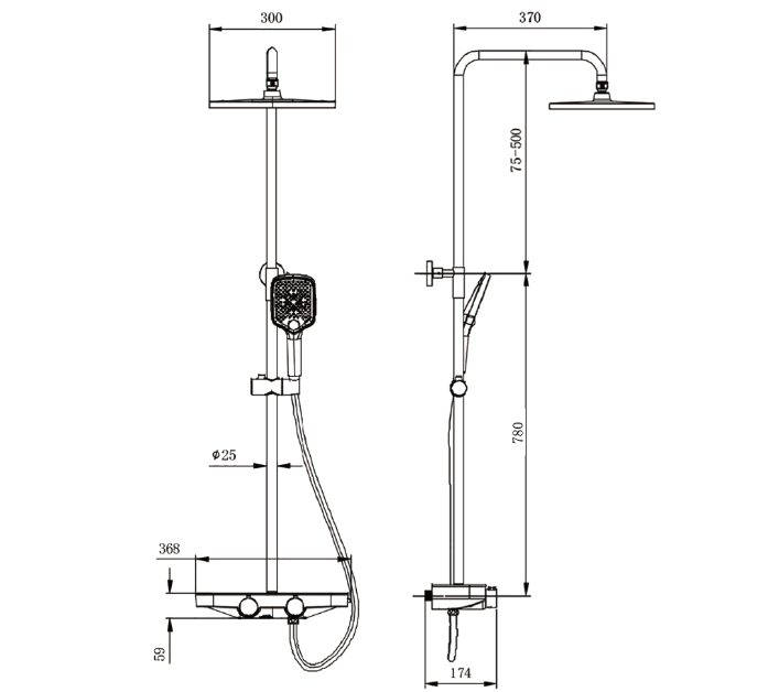 Sprchový systém termostat BS371