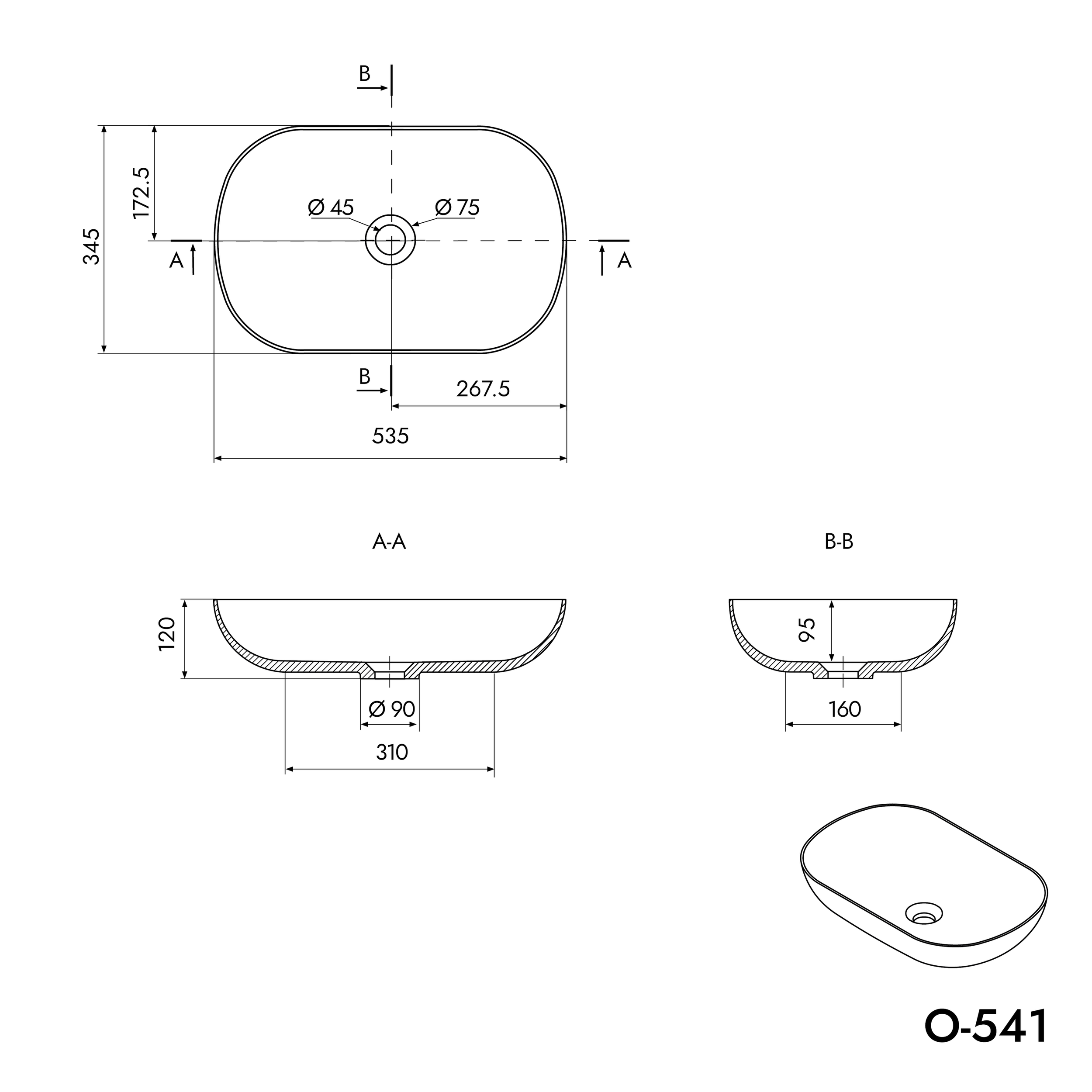 Nástavné umyvadlo O-541
