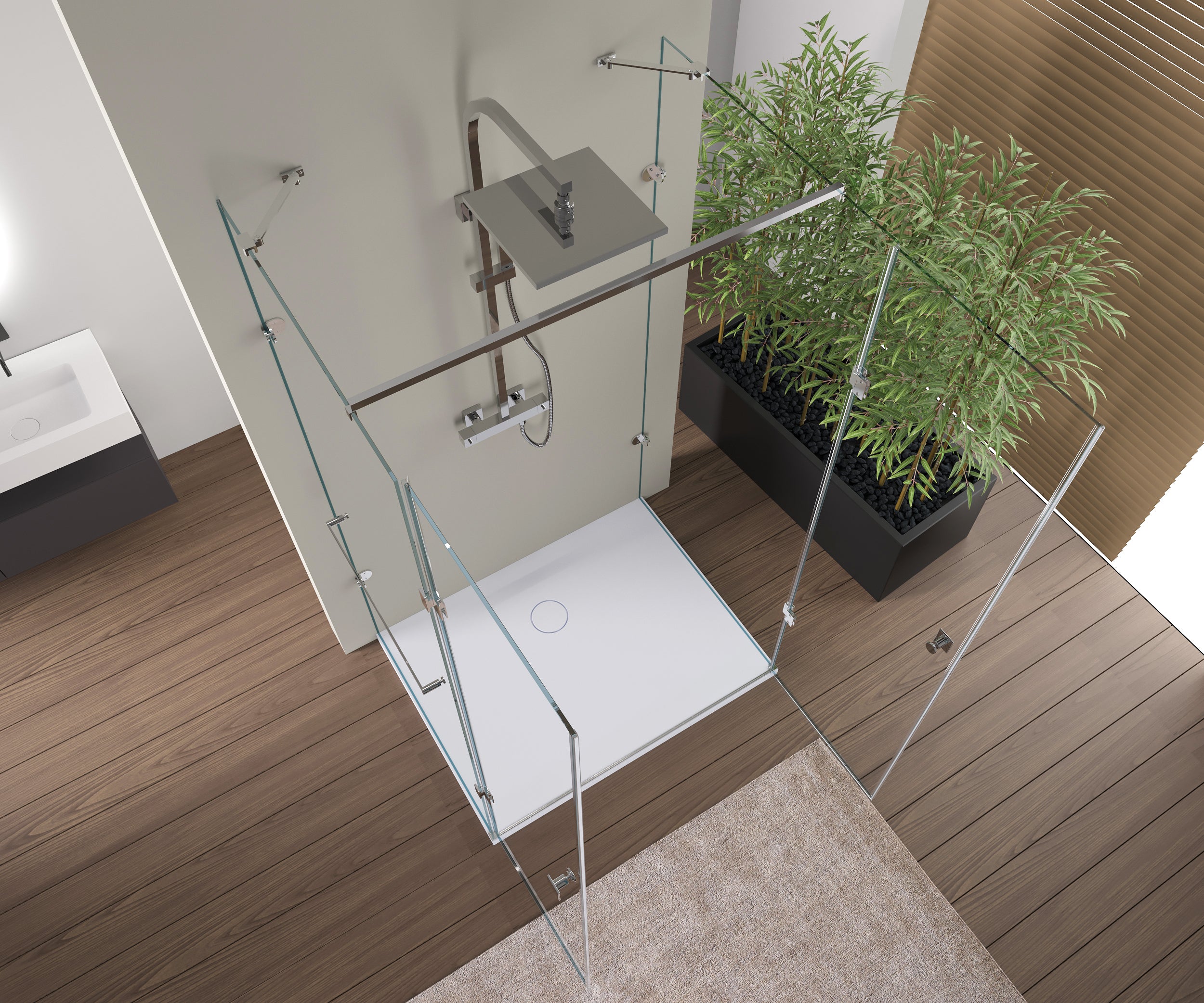 Třístěnný sprchový kout EX412 - 8mm bezpečnostní sklo - 120x80x195 cm - včetně sprchové vaničky