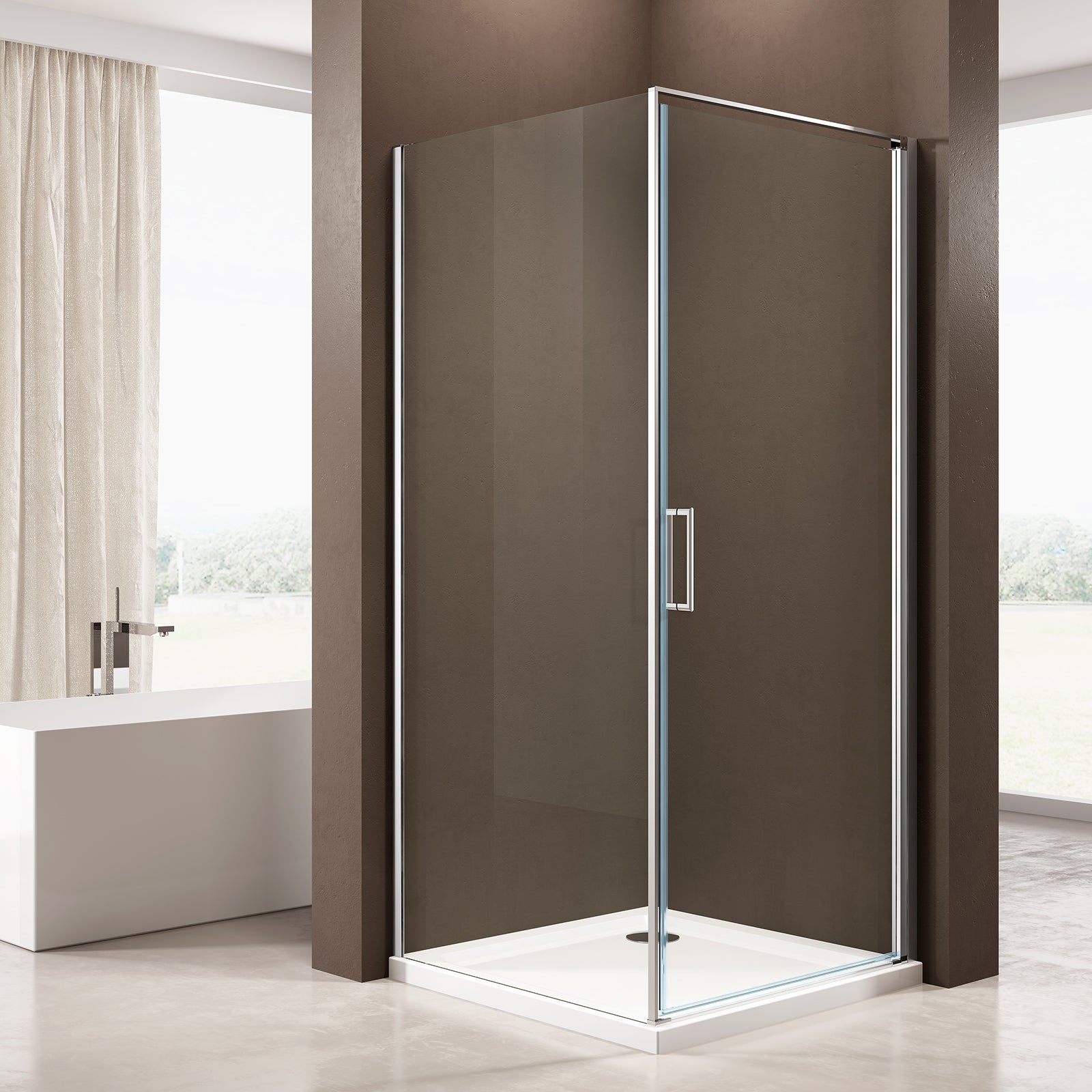 Sprchový kout rohový Nano 6mm pravé sklo EX416S - 80 x 80 x 195 cm