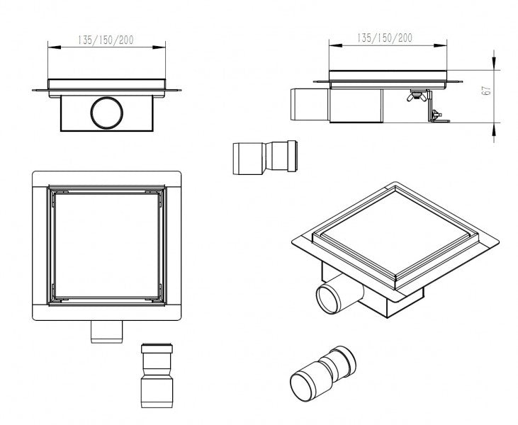 Nerezový sprchový žlab S8