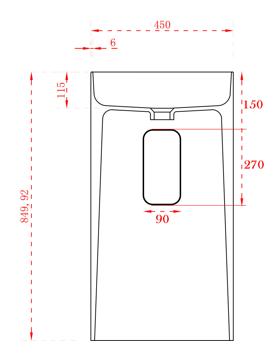 Umyvadlo na desce TWZ65 z minerální litiny - 45 x 45 x 85 cm - bílé matné