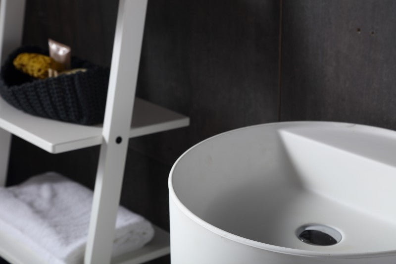 Umyvadlo na desce TWZ65 z minerální litiny - 45 x 45 x 85 cm - bílé matné