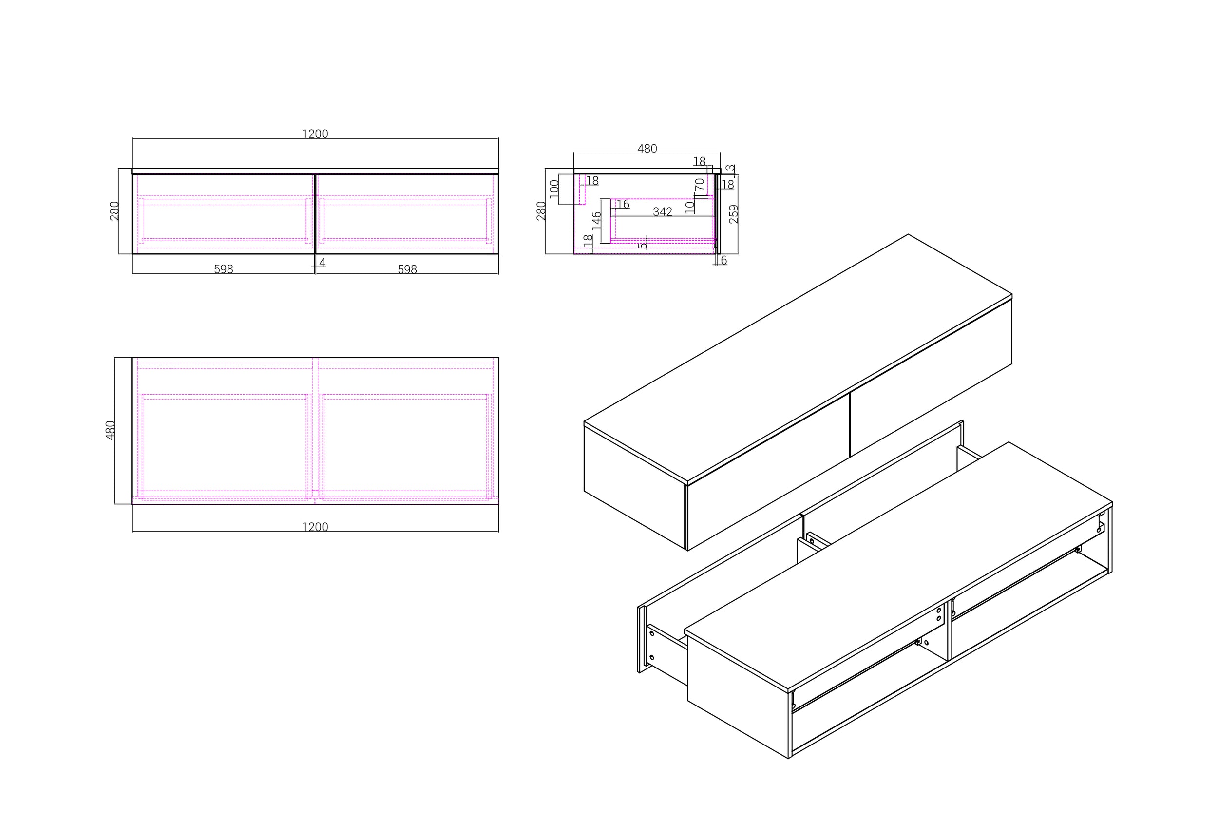 Umyvadlová skříňka TLB 120-48