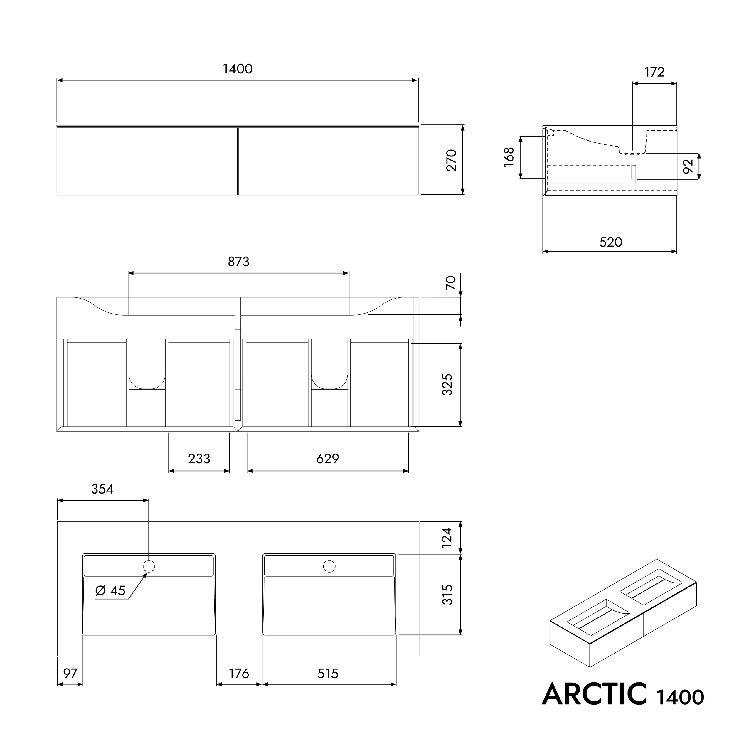 Toaletní skříňka ARCTIC 1400