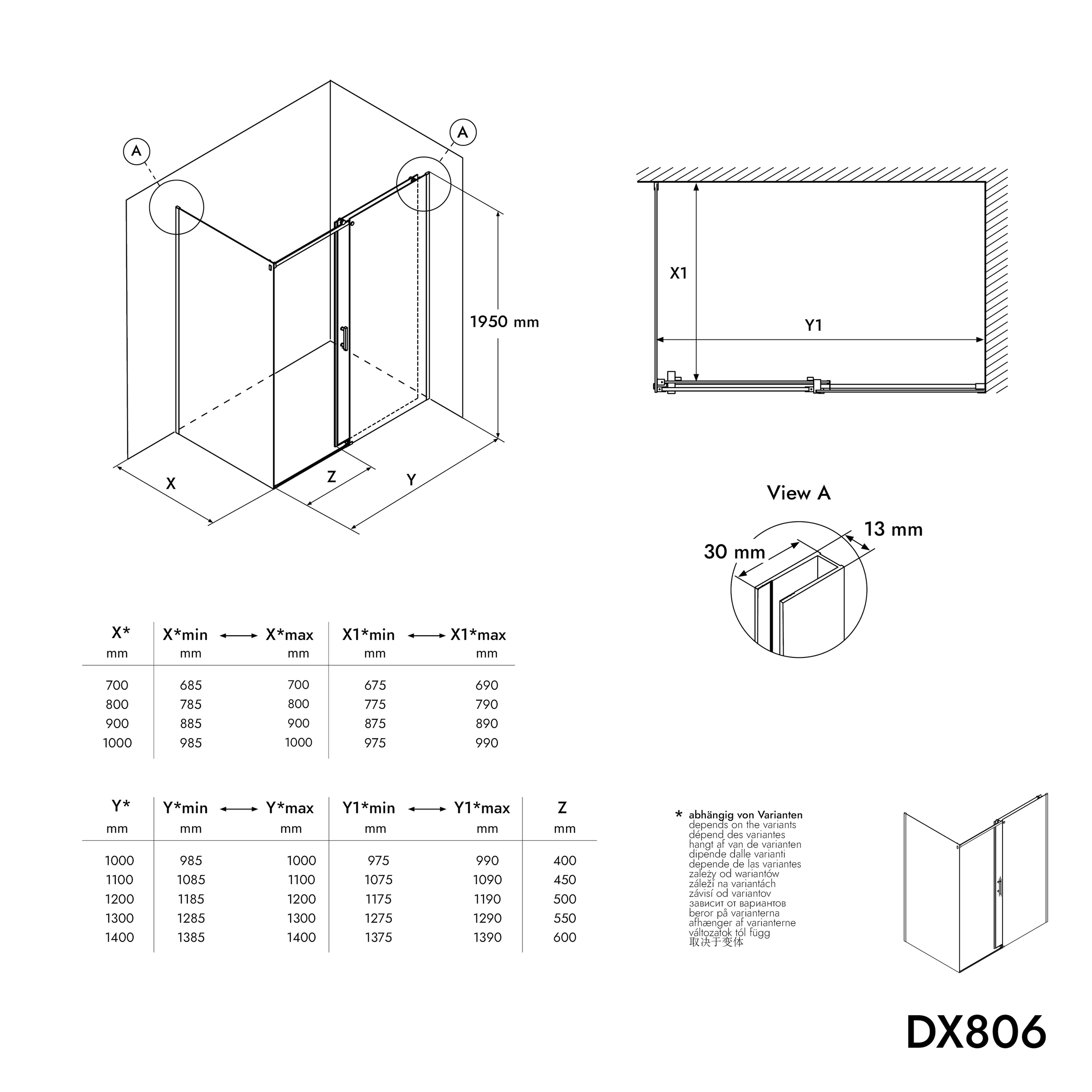 Rohový prchový kout NT806 FLEX - posuvné dveře