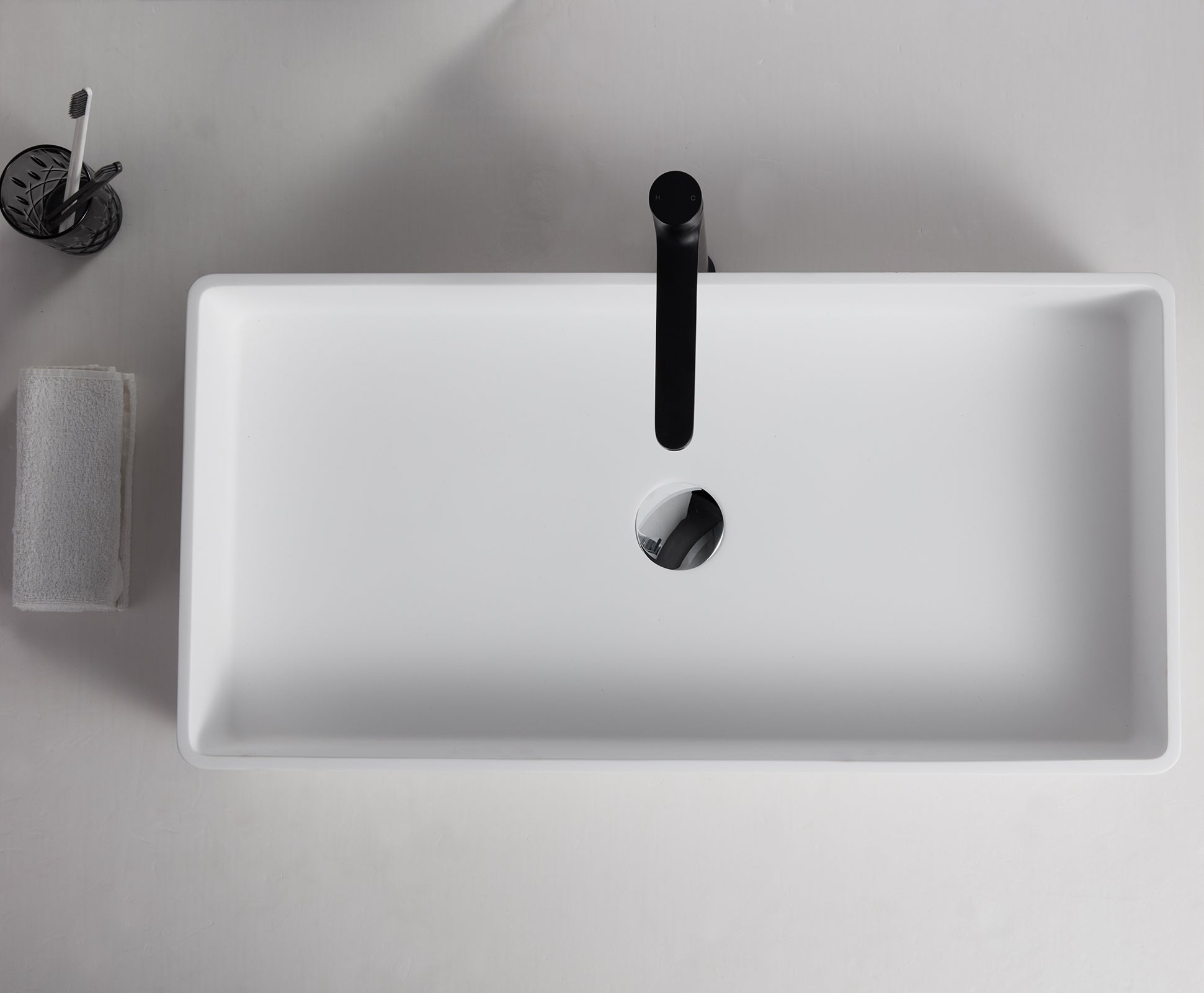 Umyvadlo na desku PB2013 - minerální odlitek - 80 x 40 x 14,5 cm - bílá matná