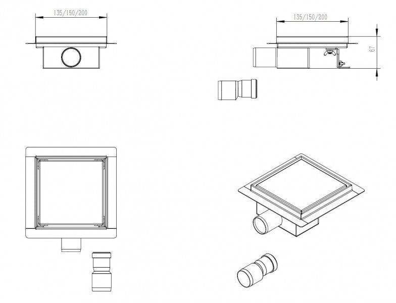 Nerezový sprchový žlab T02
