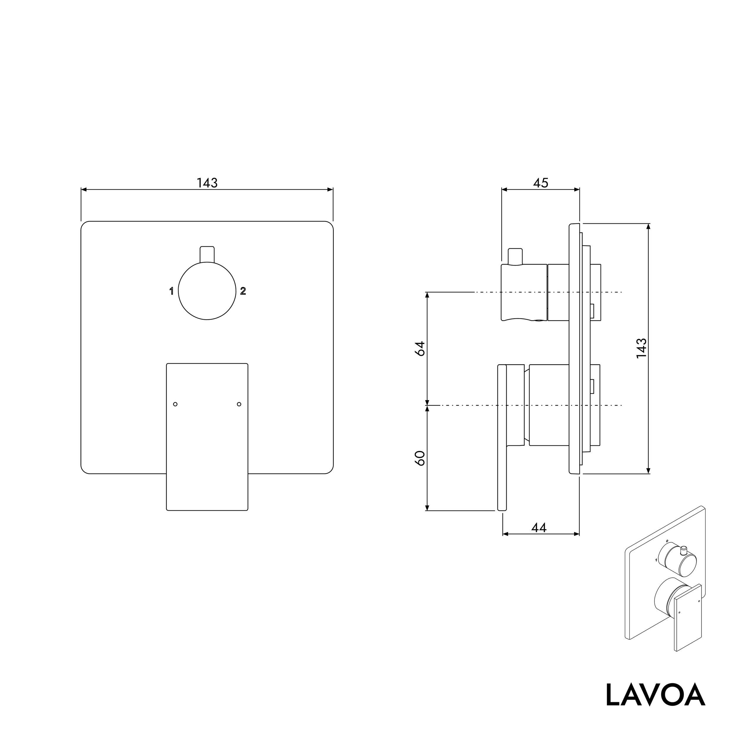 Podomítková vanová baterie LAVOA