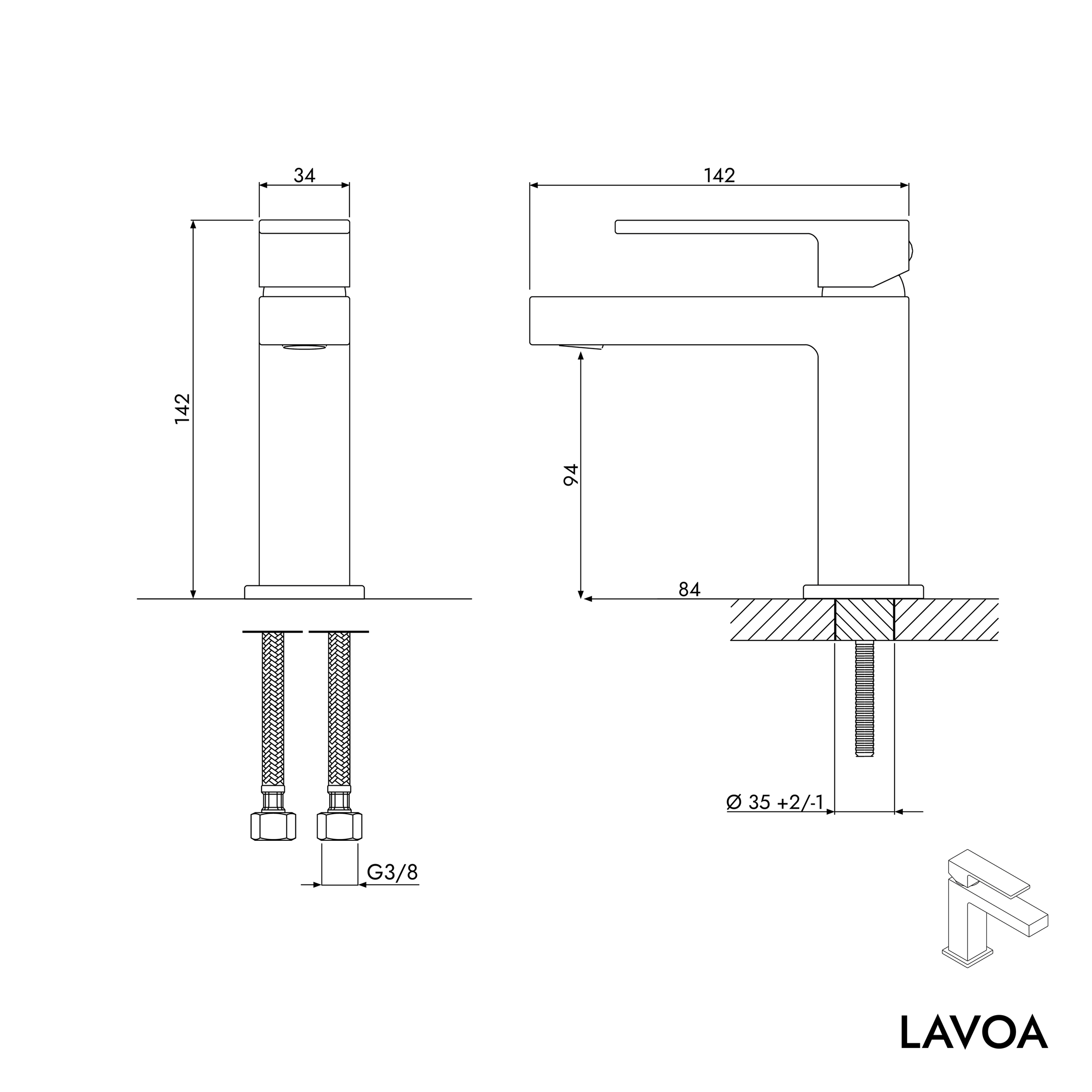 Umyvadlová baterie LAVOA - velikost S