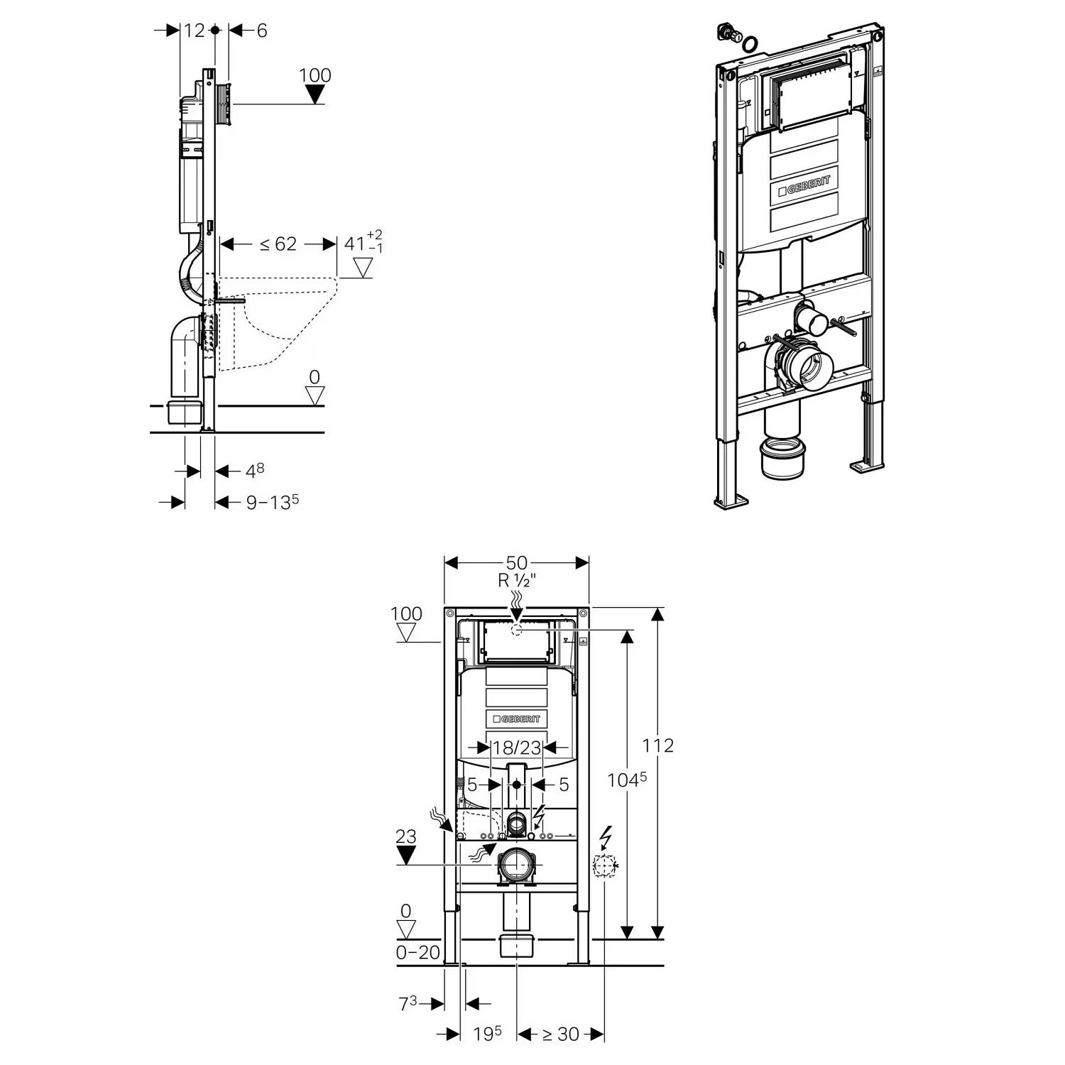 Sprchové WC kompletní sada Basic 1102 s předstěnovým prvkem Geberit Duofix