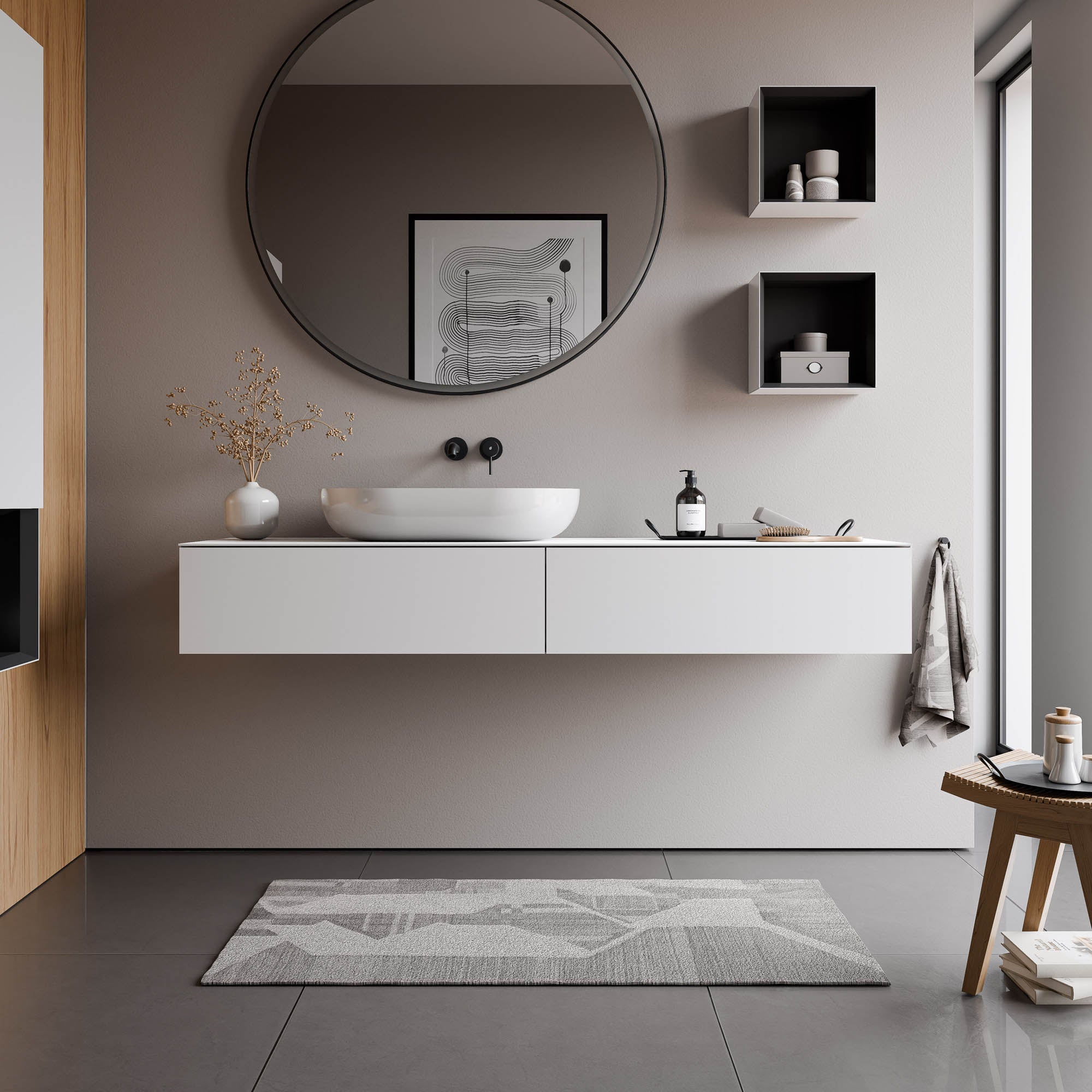 Koupelnová skříňka pro umyvadlo na desku ARCTIC 1800 White Softtouch 