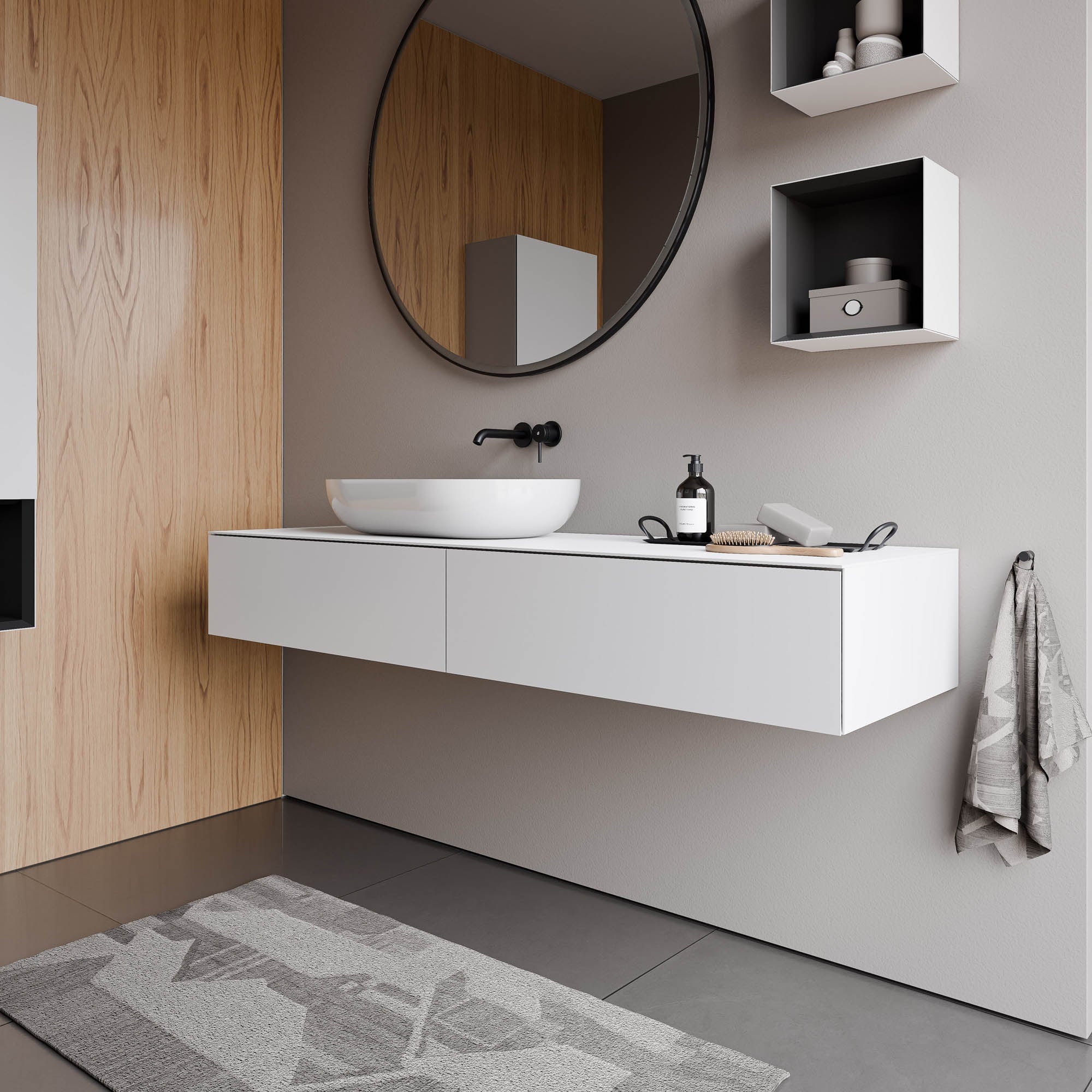 Koupelnová skříňka pro umyvadlo na desku ARCTIC 1800 White Softtouch 