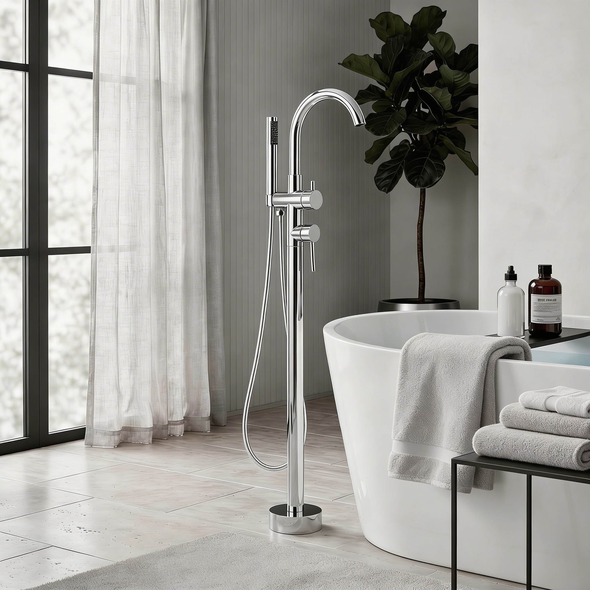 Volně stojící vanová baterie 8028 - kulatá