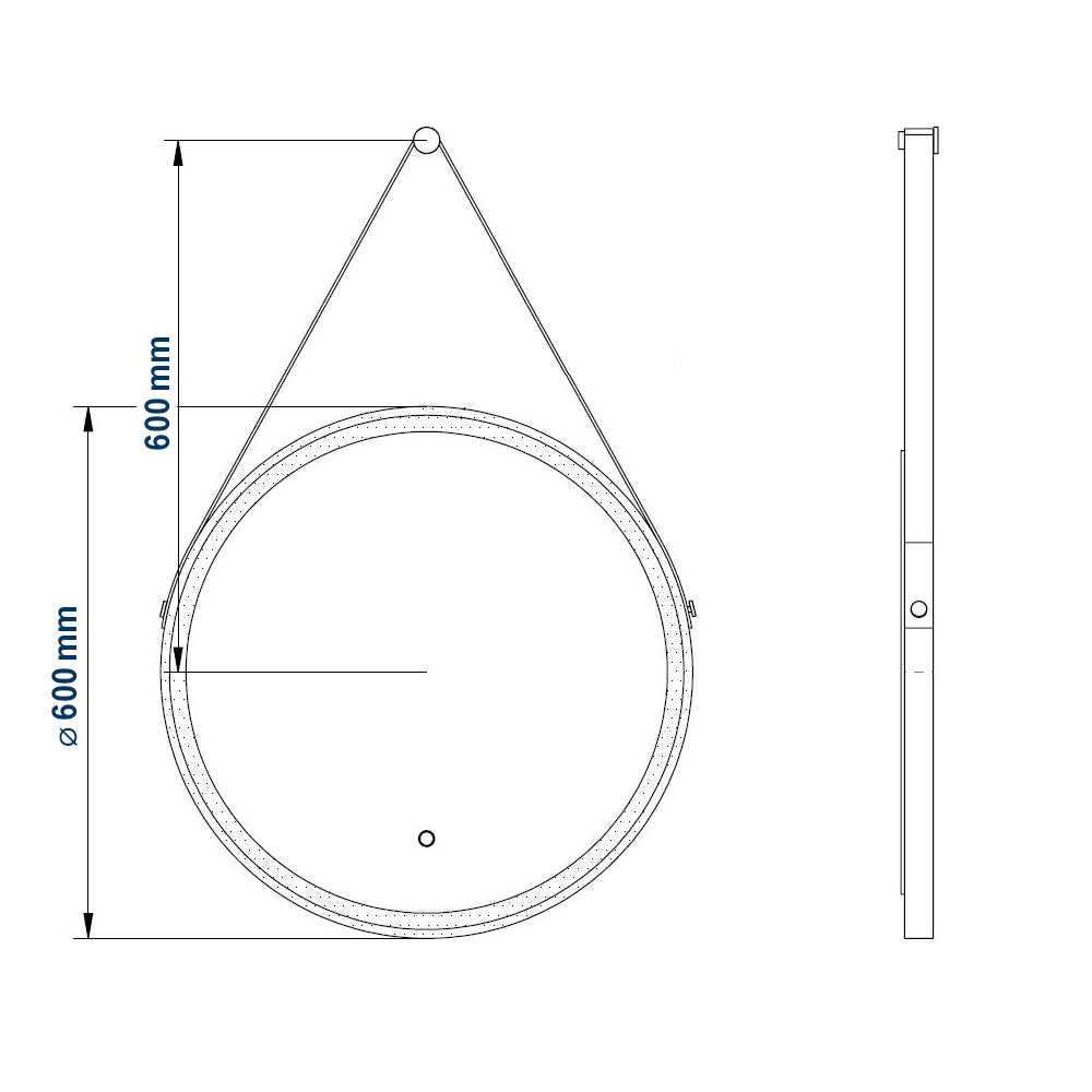 Zrcadlo s LED osvětlením 2805 - kulaté, nastavení teplého/studeného světla, vyhřívání - Ø 60 cm