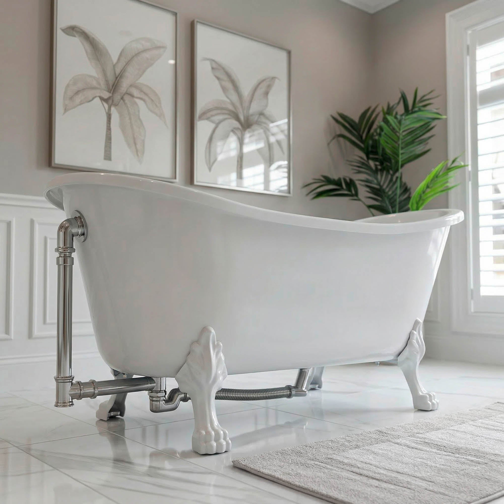 Designový sifon pro volně stojící vanu PARIS - chrom