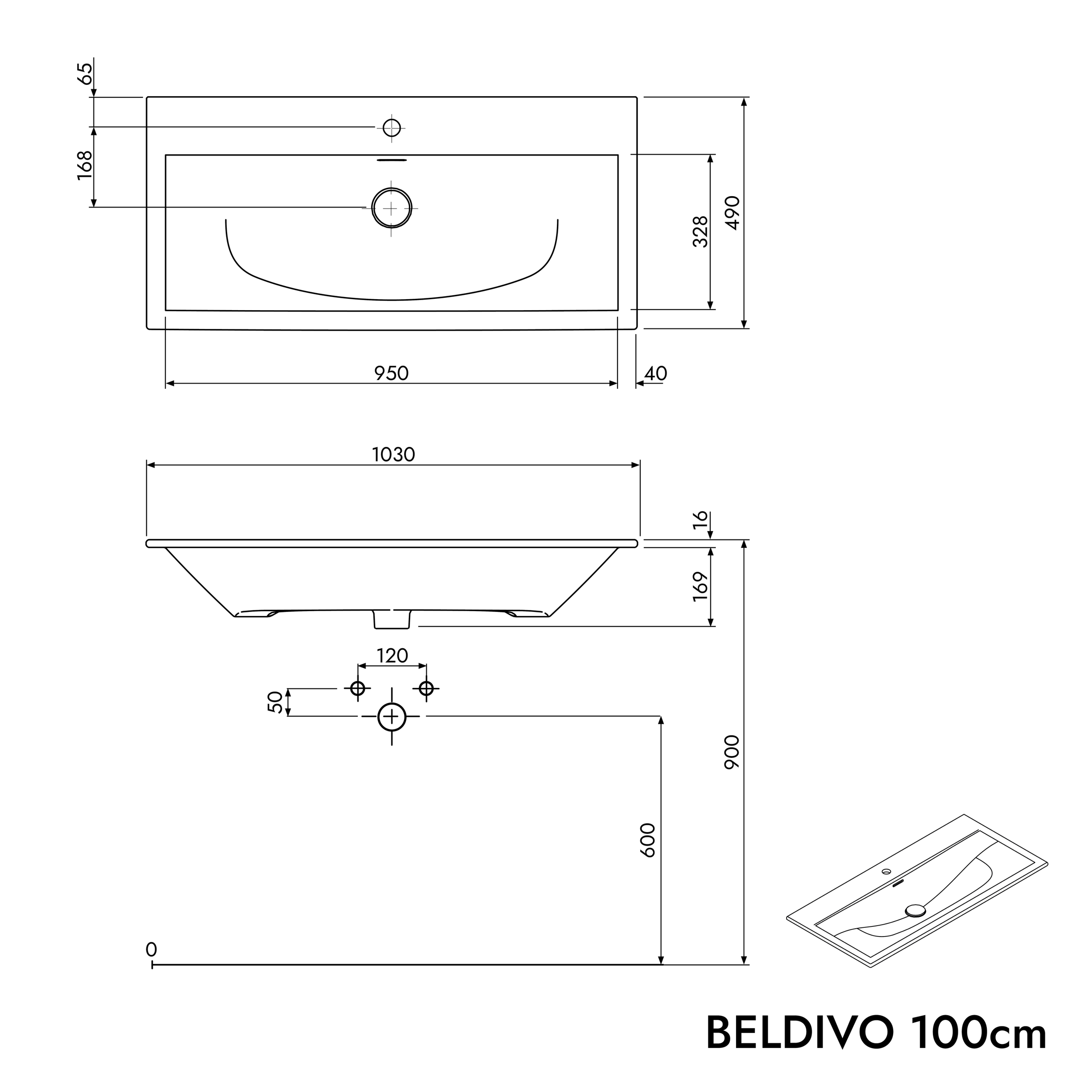 Umyvadlo Duravit s toaletní skříňkou BELDIVO 100 cm