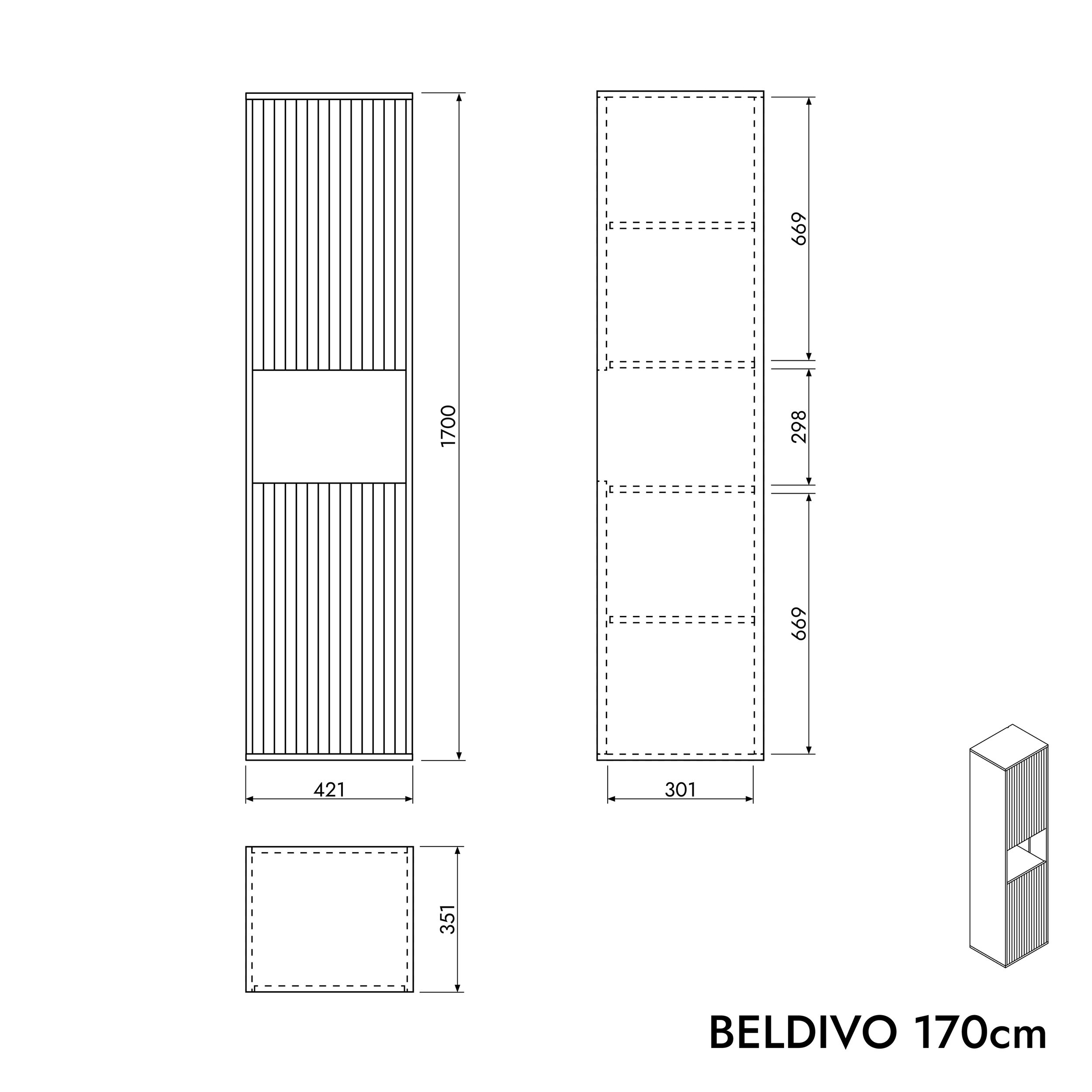 Vysoká skříň BELDIVO 170 cm
