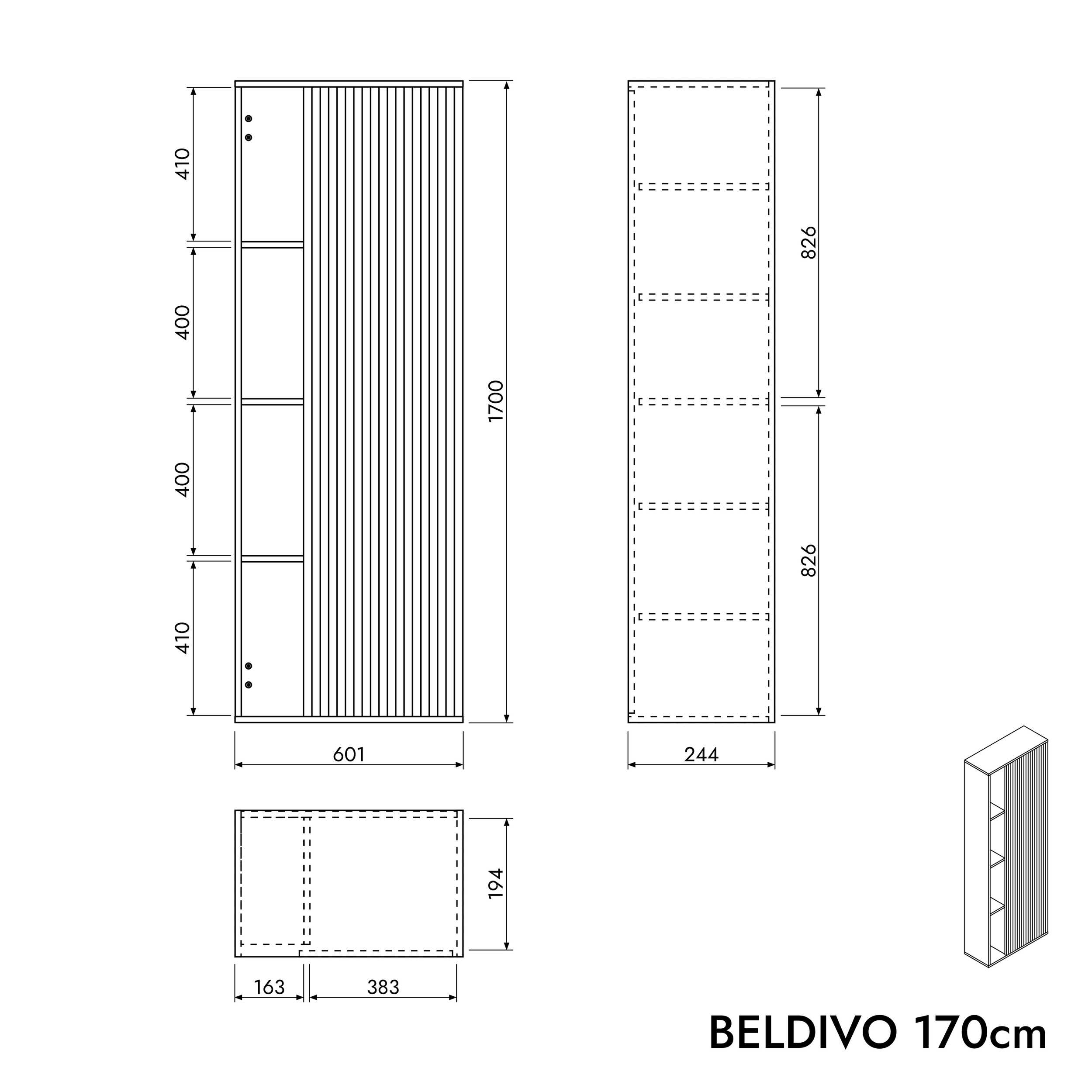 Vysoká skříň BELDIVO 170 cm