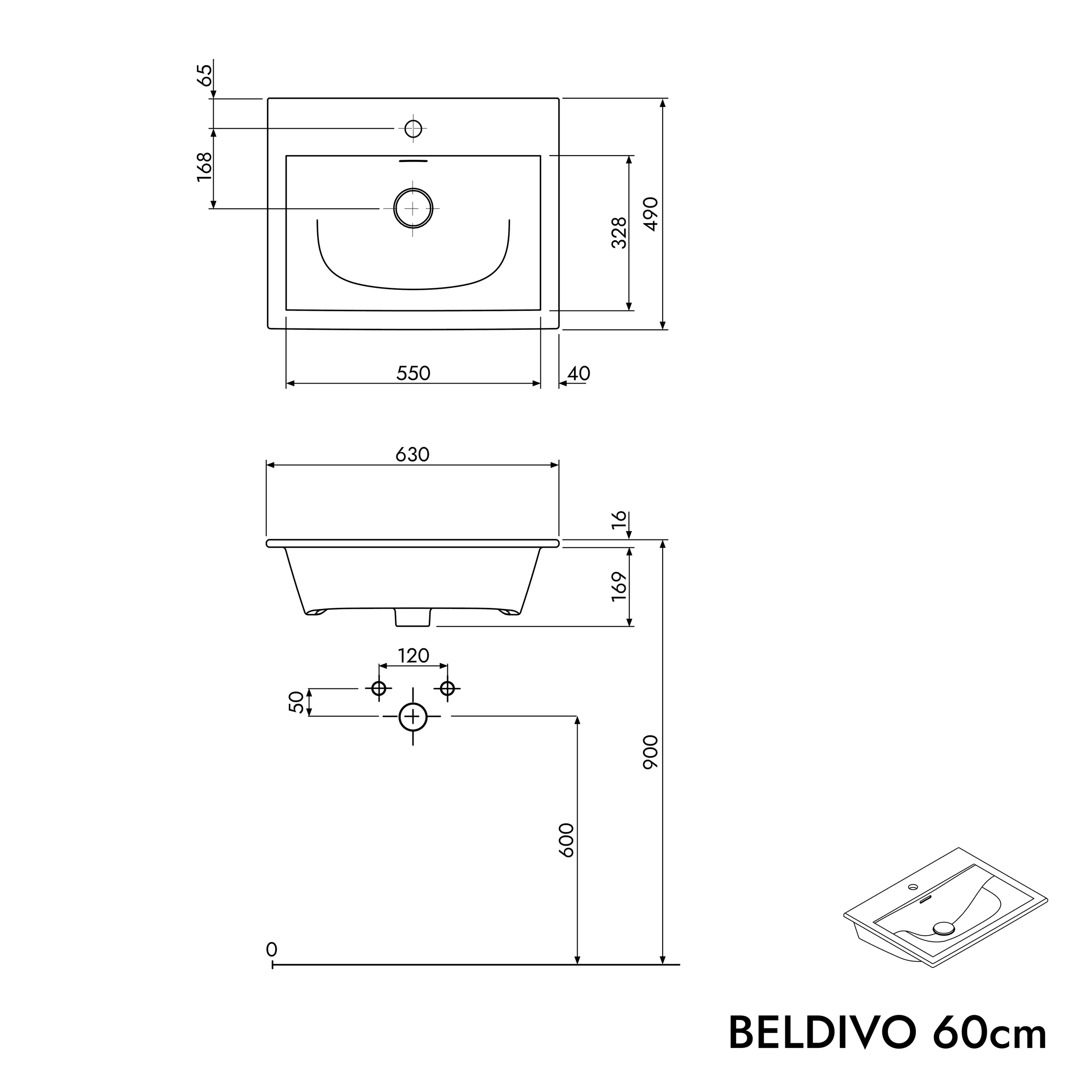 Umyvadlo Duravit s toaletní skříňkou BELDIVO 60 cm