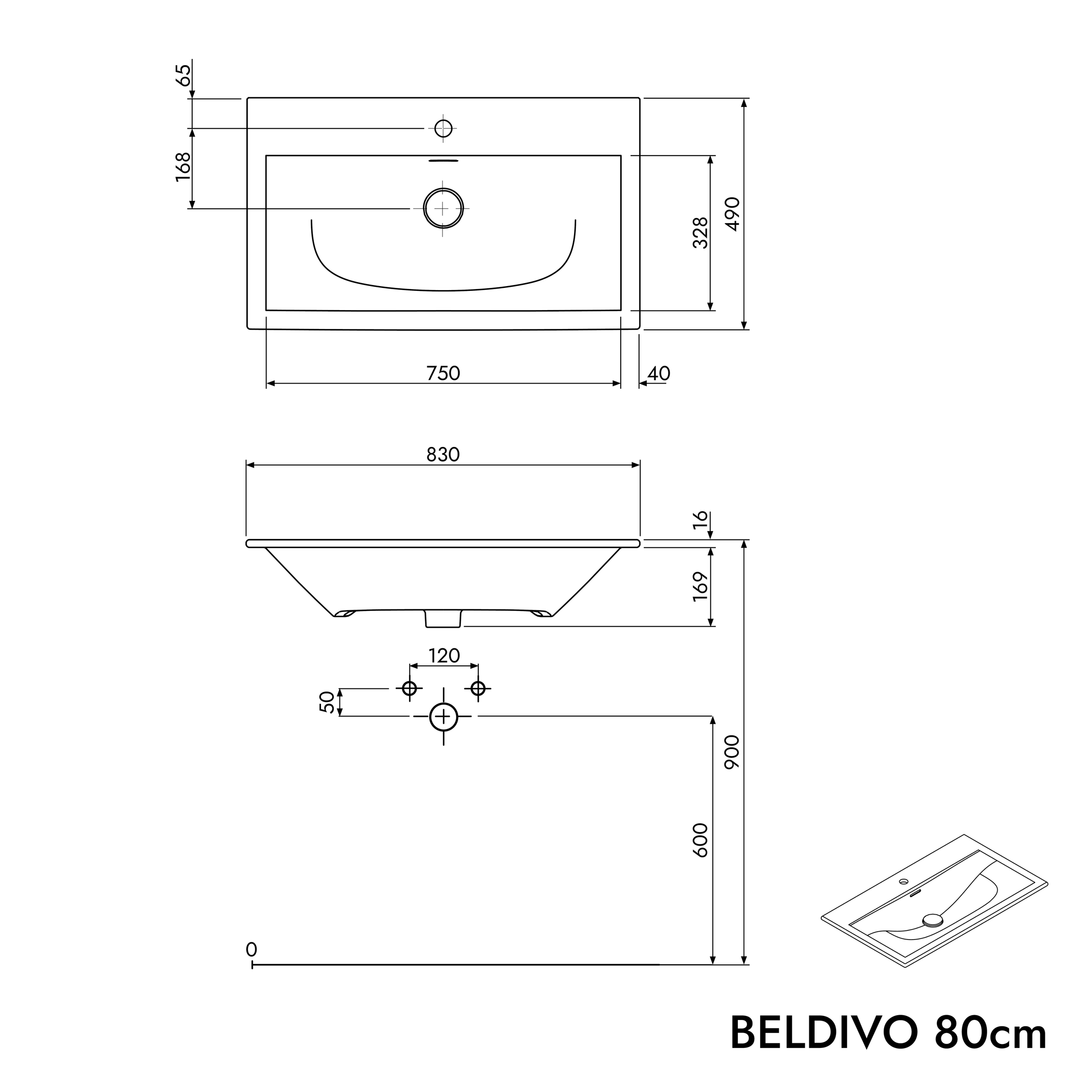 Umyvadlo Duravit s toaletní skříňkou BELDIVO 80 cm
