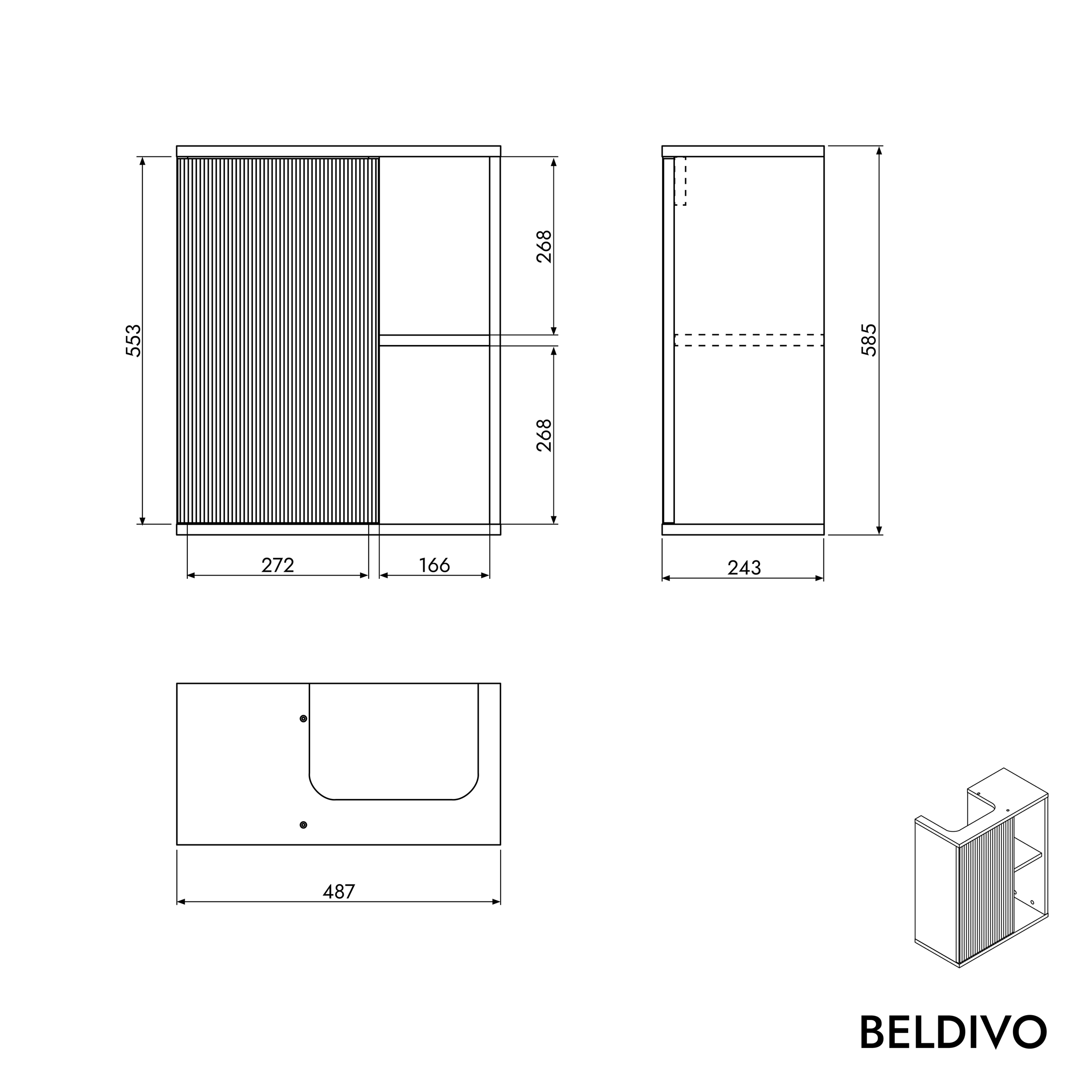 Koupelnová skříňka s umyvadlem BELDIVO 50 cm 