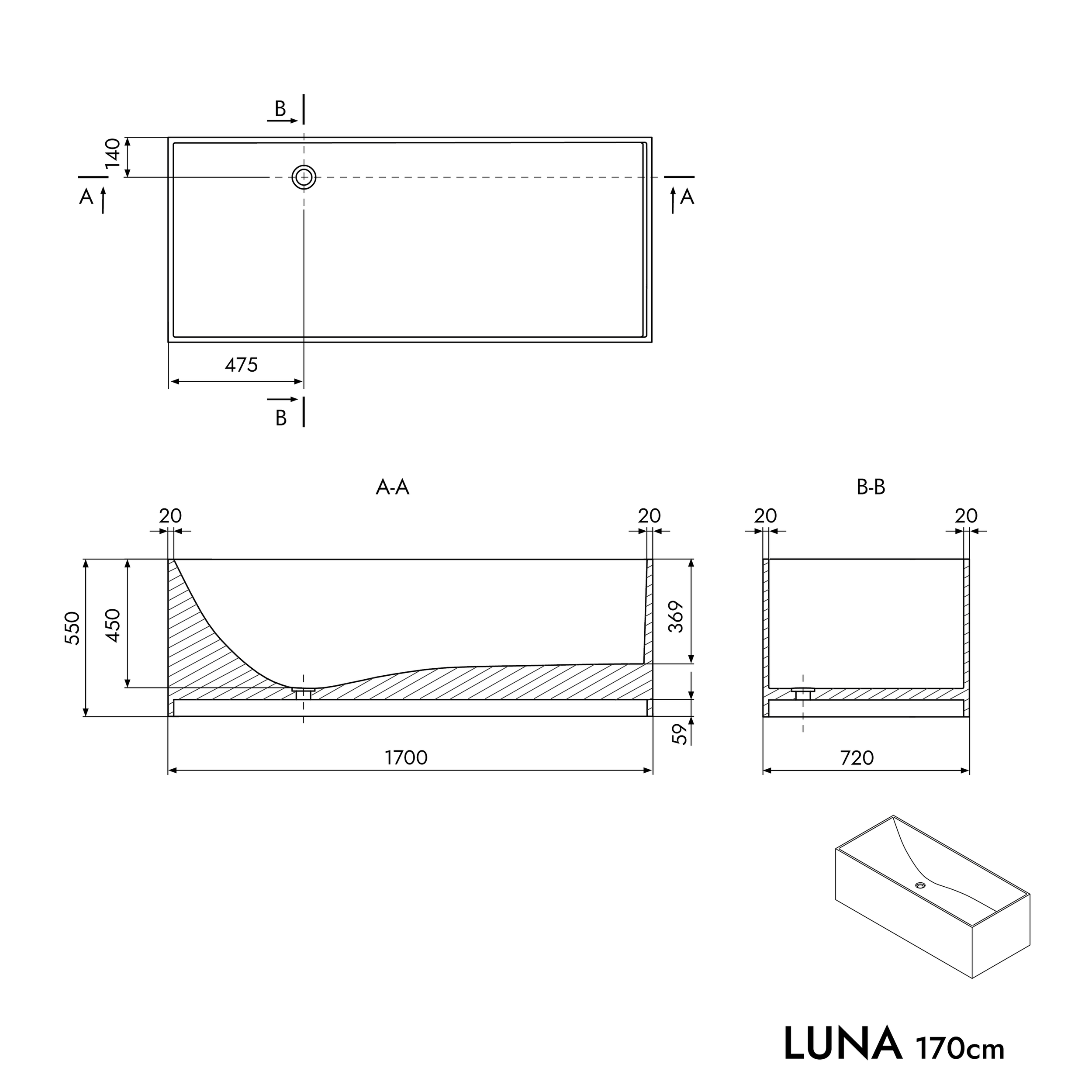 Volně stojící vana LUNA STONE