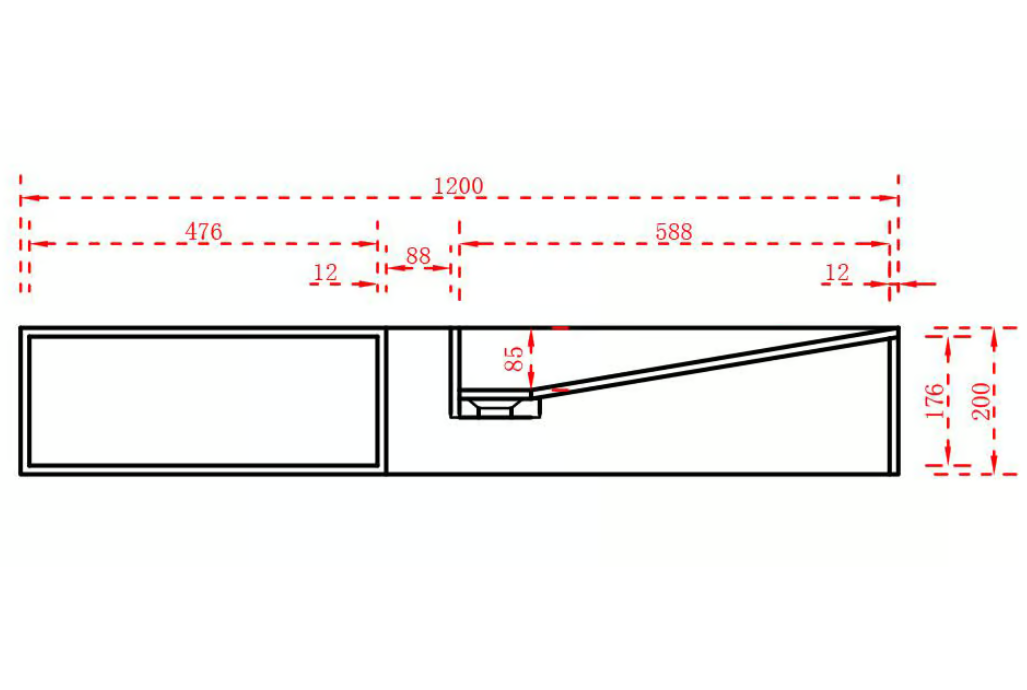 Umyvadlo TWG06 nástěnné i na desku - minerální odlitek - 120 × 42 × 20 cm - bílá matná