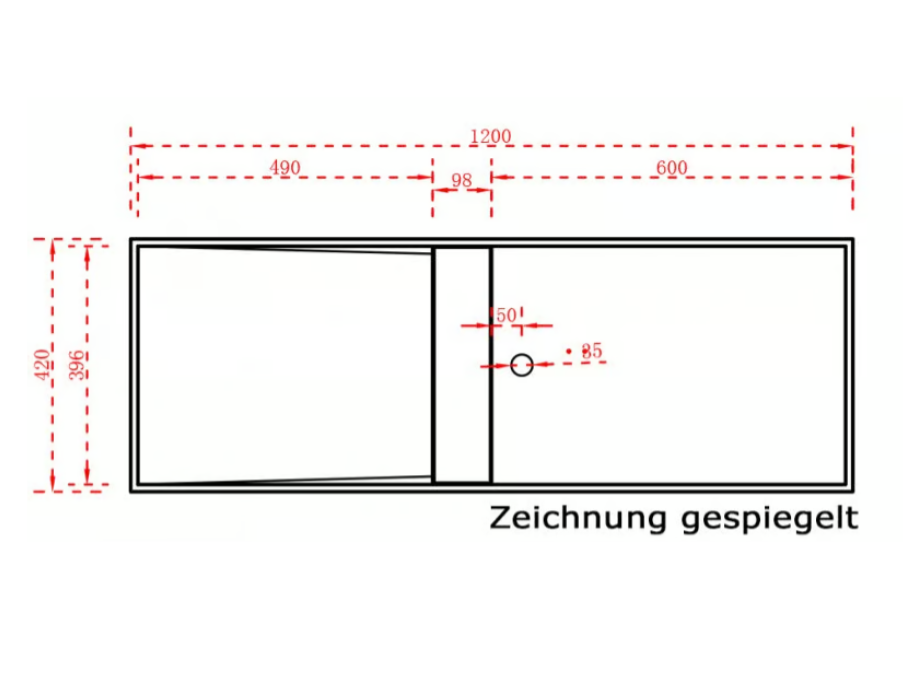 Umyvadlo TWG06 nástěnné i na desku - minerální odlitek - 120 × 42 × 20 cm - bílá matná