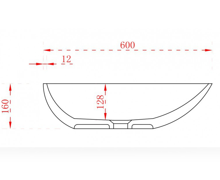 Umyvadlo na desku TWA65 - minerální odlitek (Pure Acrylic) - 60 x 35 x 16 cm - bílá nebo černá