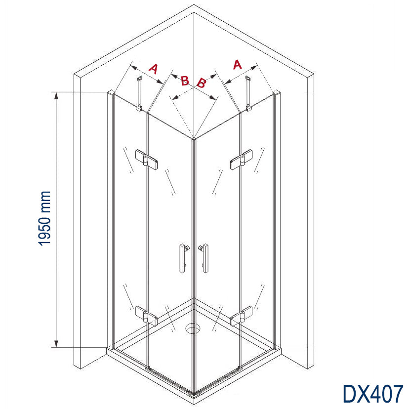 Rohový sprchový kout s otočnými dveřmi DX407