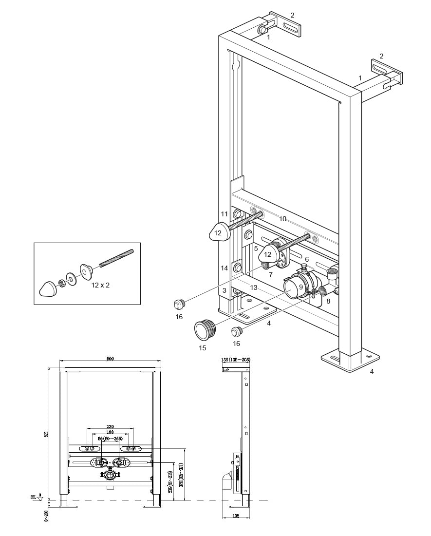 Předstěnová instalace pro bidet G30013A