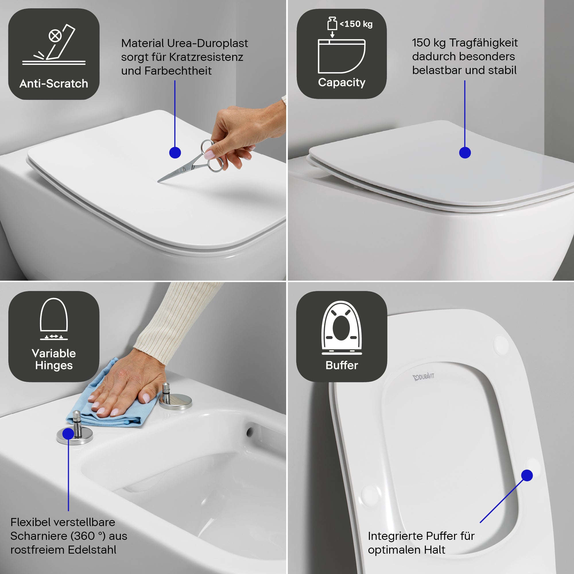 Duravit Univavo univerzální WC sedátko s pomalým sklápěním, hranaté