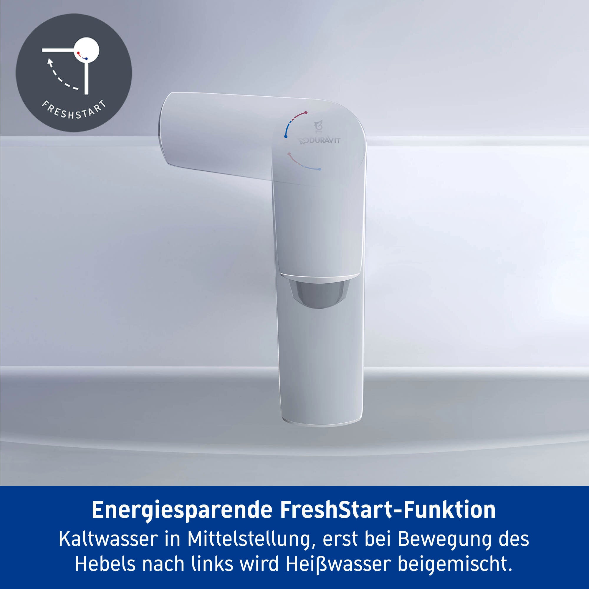 Umyvadlová baterie Duravit DuraVelez, s úspornou funkcí FreshStart, 18,7 cm (velikost M), chrom