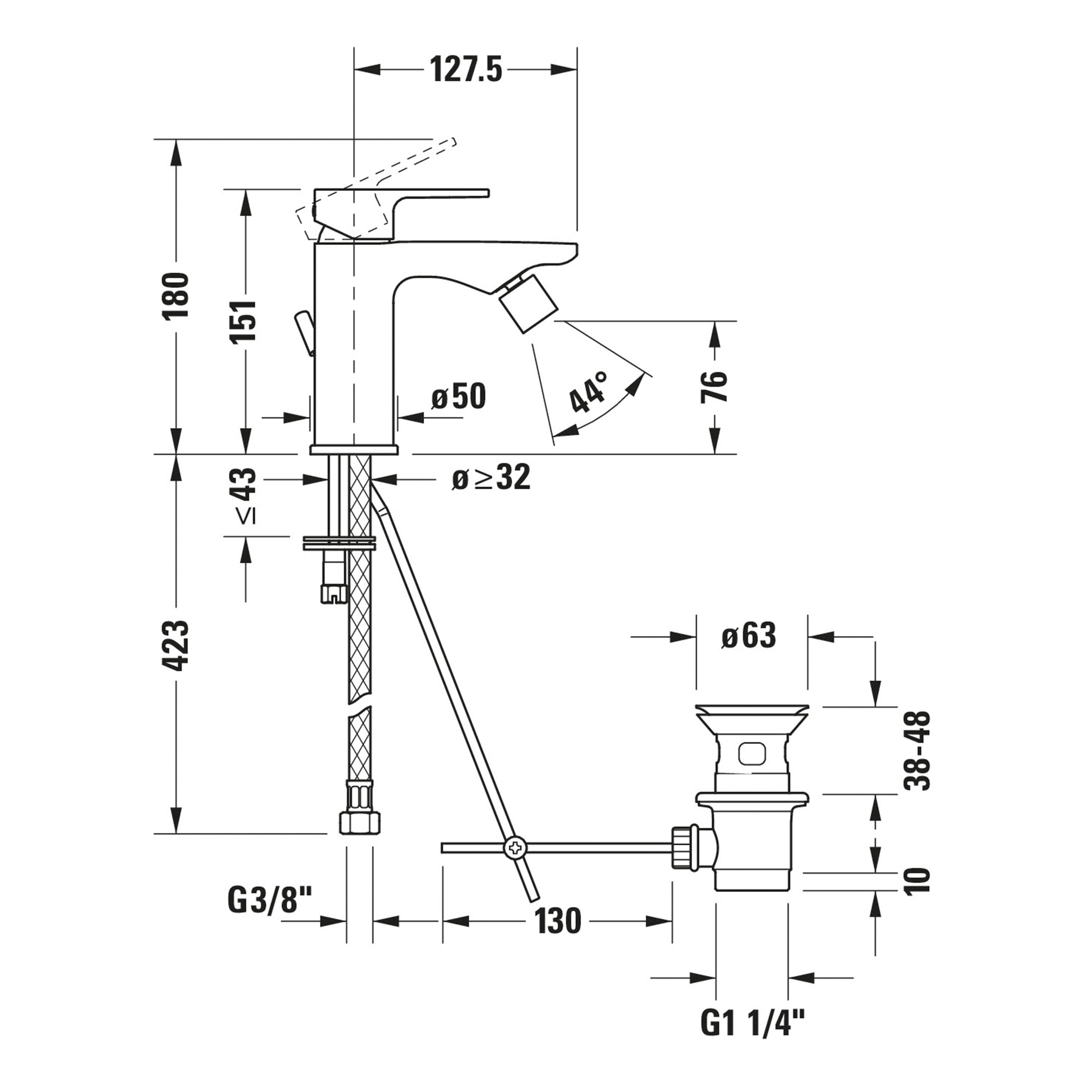 Duravit B.3 bidetová baterie, chrom