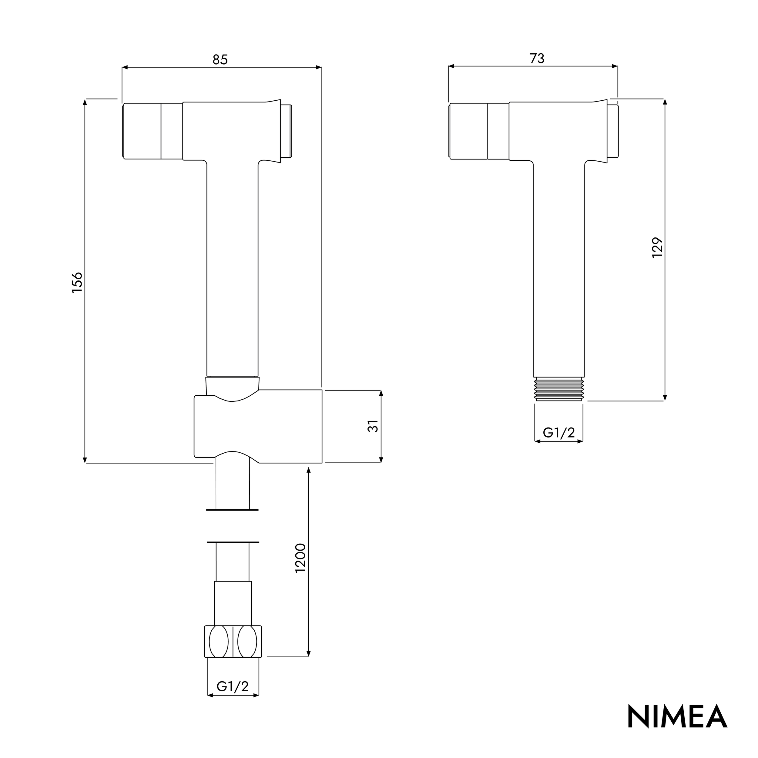 Sada bidetové ruční sprchy NIMEA