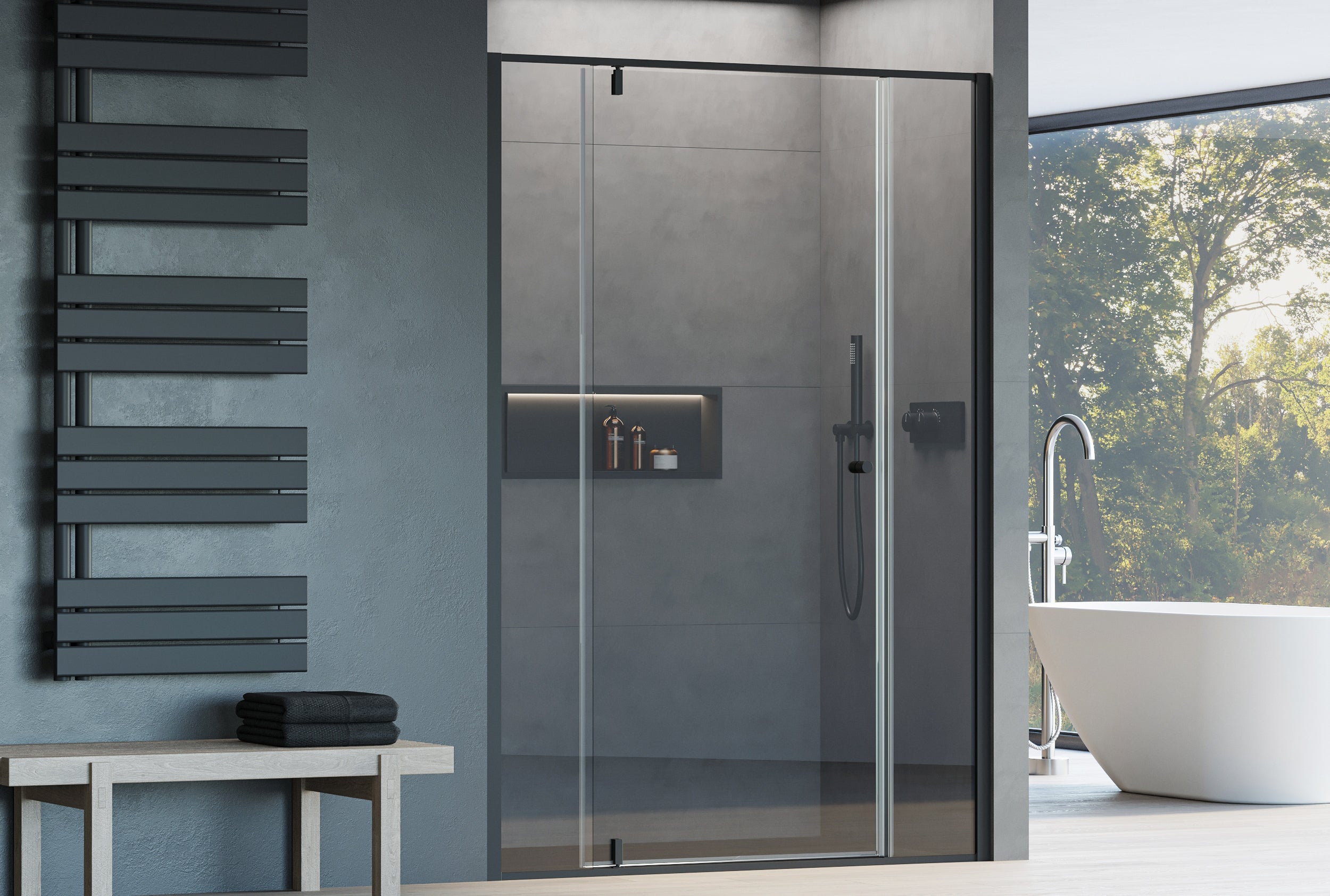 Sprchový kout s výklopnými dveřmi - dva pevné panely NT607 - FLEX