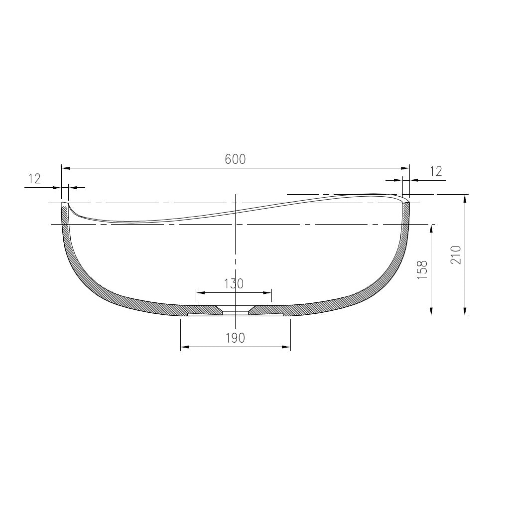 Umyvadlo na desku WAVE PB2001 - minerální odlitek - 60 × 37 × 21 cm - bílý mat nebo lesk