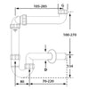 Umyvadlový prostorově úsporný sifon 1 1/4“ DN32, délka 240 mm, nastavitelná výška