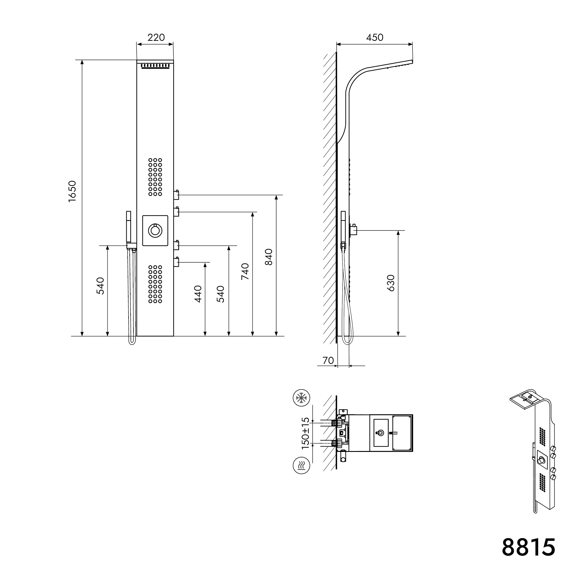 Sprchový sloup 8815 se SEDAL termostatem