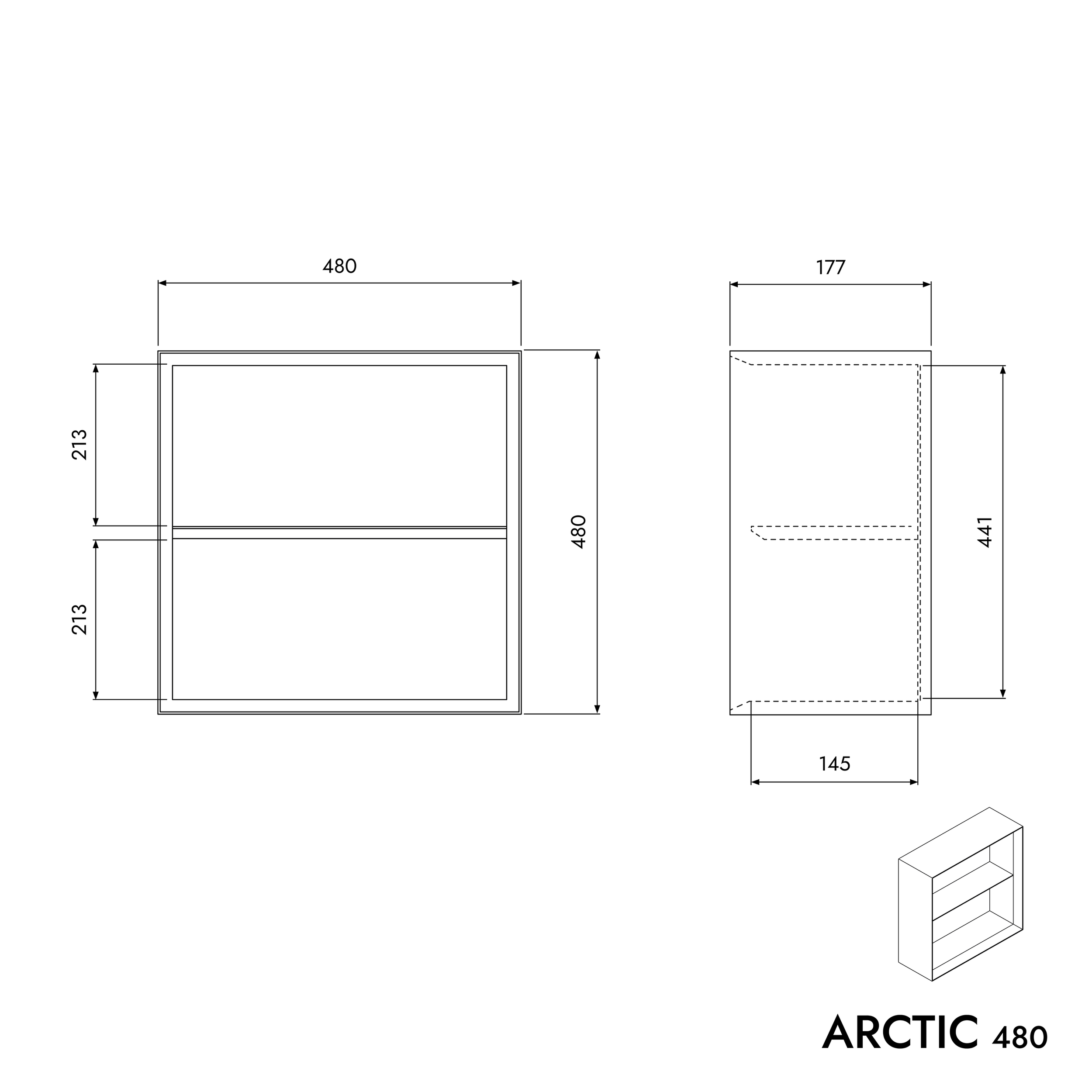 Nástěnná police ARCTIC 480 - bílá soft-touch