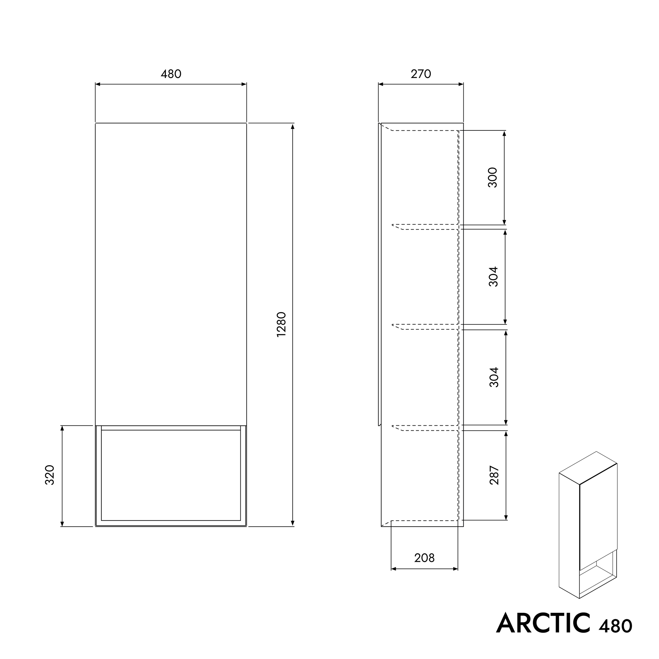 Boční skříňka ARCTIC 480 White Softtouch