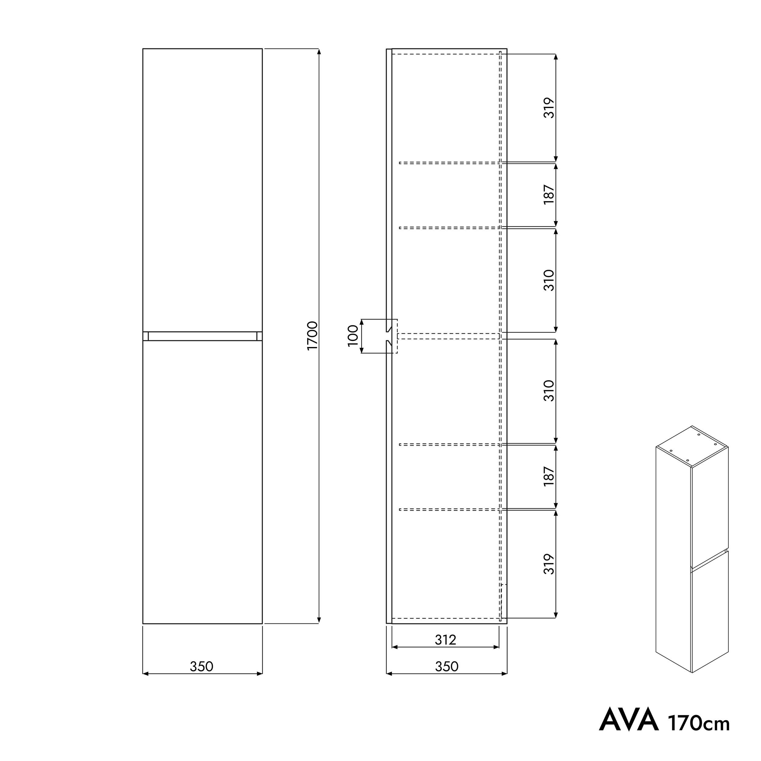Vysoká skříň AVA 170 cm